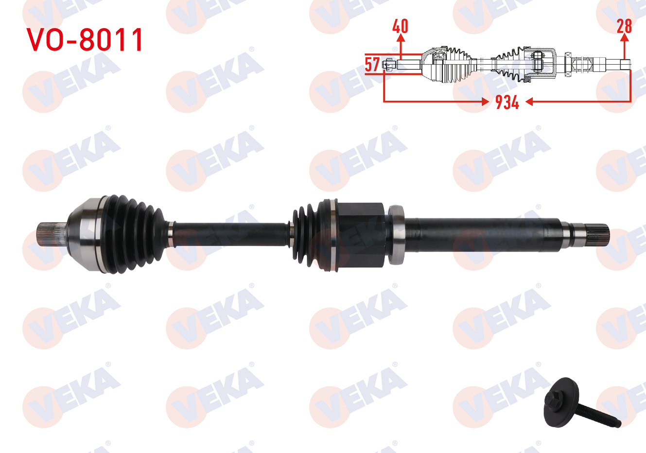 VEKA 262133 | KOMPLE AKS SAG ON VOLVO V60 1.6 D A-T UZUNLUK 934 mm 2010-