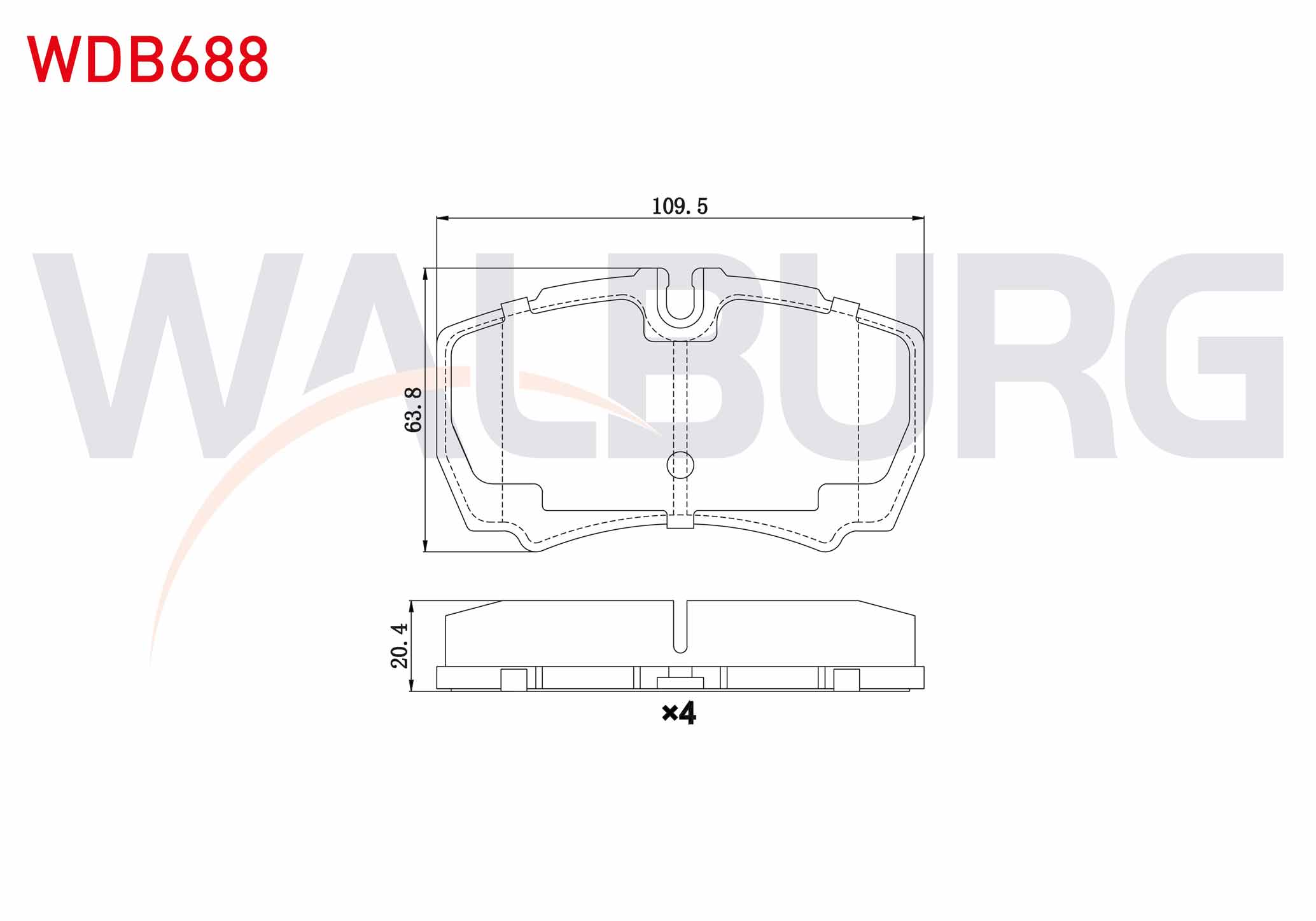 WALBURG  | FREN BALATA ARKA FORD TRANSIT (V347) 2.4 TDCI 2006-2014 / 3.2 TDCI 2006-2014 / IVECO DAILY III 2.8i 1999-2006 / DAILY IV 2.3i 2006-2011 / DAILY V 2.3i 2011-2014/ DAILY V 3.0 2011-2