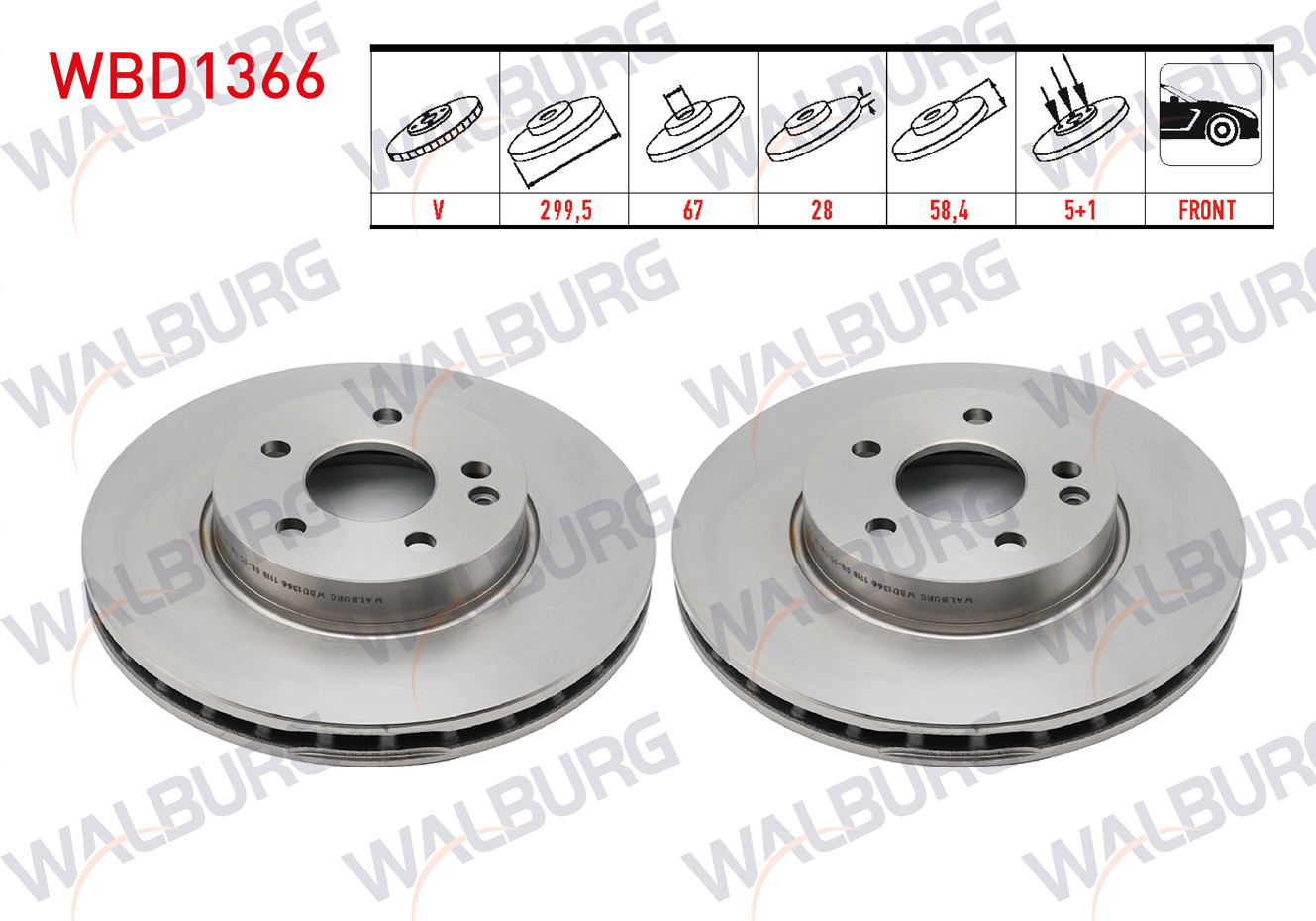 WALBURG 0 986 479 137 | FREN DISKI ON HAVALI 5 BJN 299,50X28X67X58,40 MERCEDES VITO 111 CDI - 110 CDI - 115 CDI - 109 CDI- 113 CDI -116 CDI - 2.0 CDI - 2.2 CDI -2003-2014