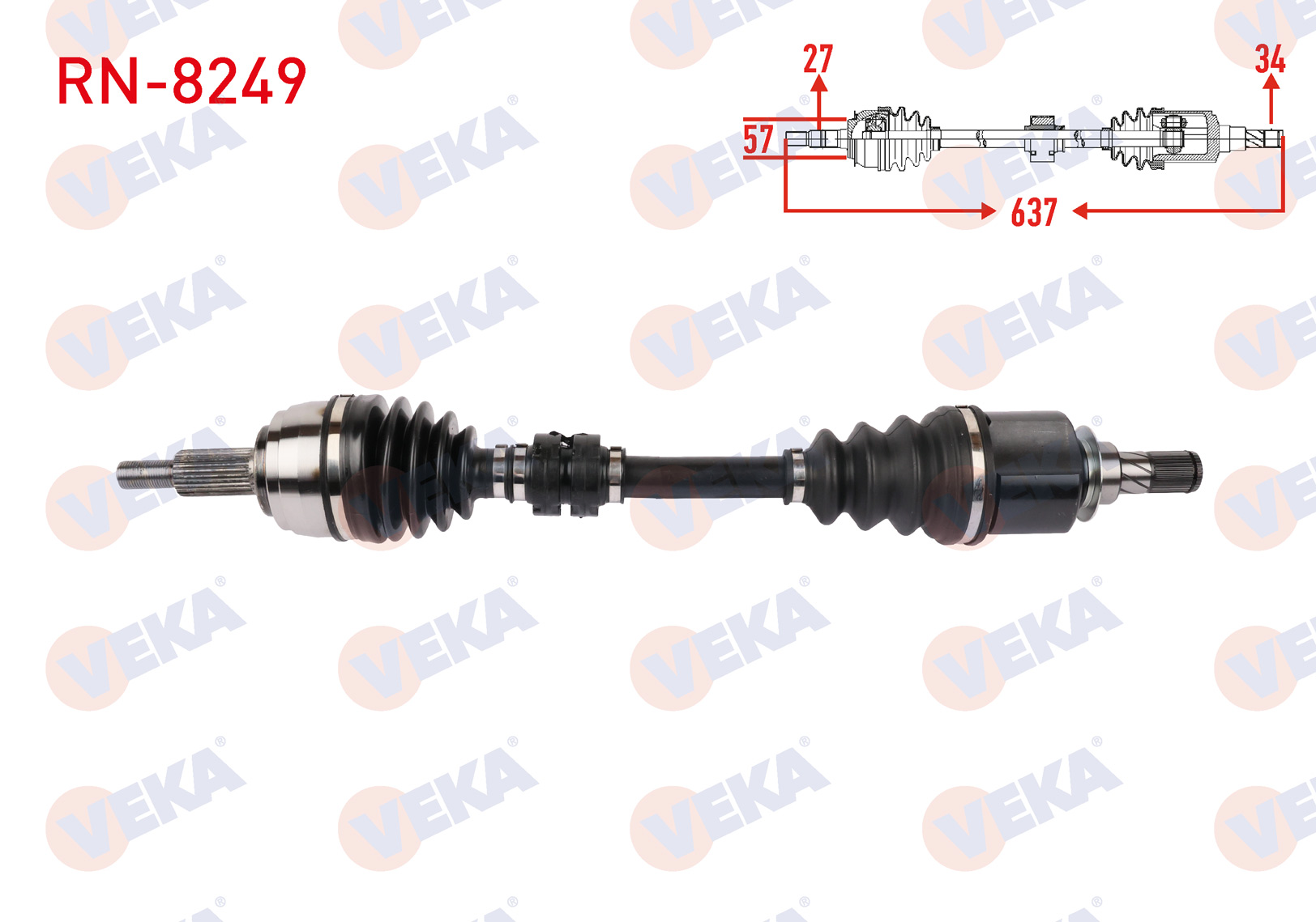 VEKA 204627 | KOMPLE AKS SOL ON UZUNLUK 637mm RENAULT LATITUDE 1.5 dCi SNZ DC4 A-T 2010-
