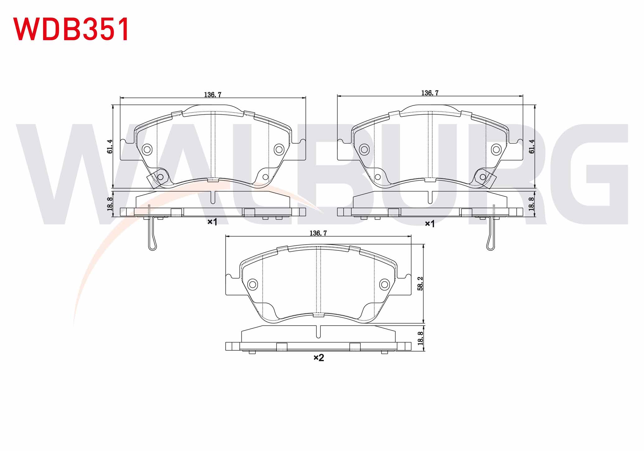 WALBURG  | FREN BALATA ON IKAZLI TOYOTA COROLLA 1.4 D 2007-2012/ COROLLA 1.4 D-4D 2007-2012/ COROLLA 1.33 2007-2012/ COROLLA 1.4 VVT-I 2007-2012/ AURIS 1.4 D-4D 2007-2012/ AURIS 1.33 DUAL-VVT