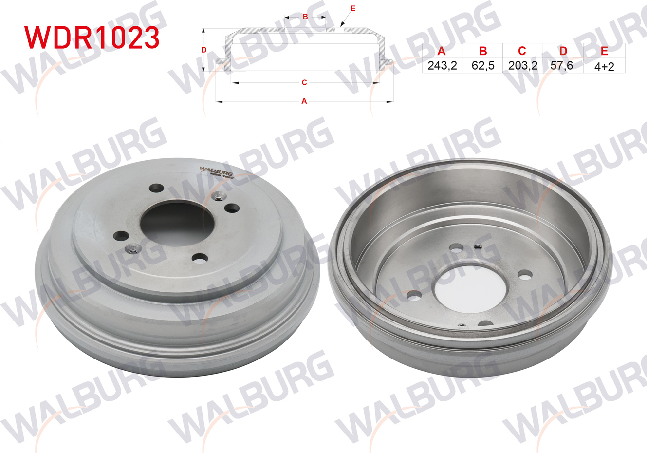 WALBURG 0 986 477 298 | FREN KAMPANASI ARKA 4 DELIK 243,2X62,5X203,2X57,6 HYUNDAI ACCENT ERA 1.4i - 1.5 CRDI - 1.6 CVVT 2006-2012 / I20 1.2 D-CVVT - 1.4 CRDI - 1.4 CVVT 2008-2015 / KIA RIO II 1.4i - 1.5 C