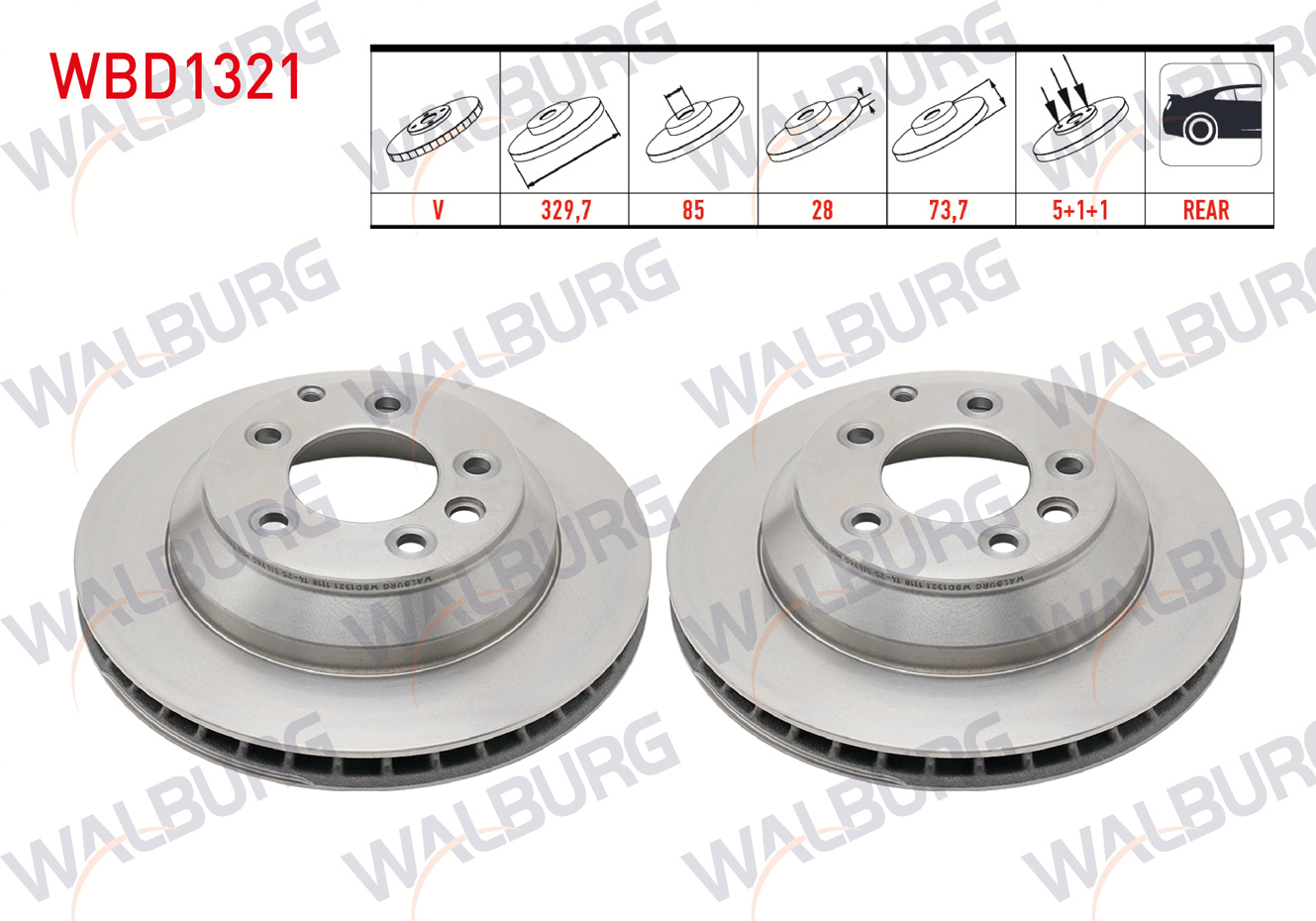WALBURG  | FREN DISKI ARKA HAVALI 5 BJN 17 JANT 330X28X85X73,5 TOUAREG 3.0 TDI V6 2010-/TOUAREG 3.6 V6 FSI-5.0 V10 TDI 2002-2010/Q7 3.0 V12 TDI-4.2 FSI-TDI-3.0 TFSI 2006-2015/CAYENNE 3.0 TDI-