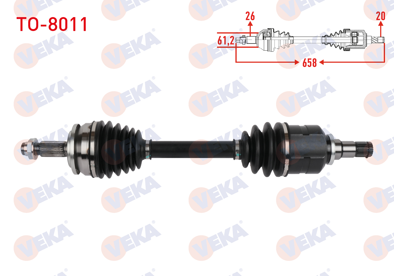 VEKA 259493 | KOMPLE AKS SOL ON UZUNLUK 658mm TOYOTA COROLLA 1.4 D-4D M-T 2012-2018/ AURIS (NZE18,ZRE18) 1.4 D-4D M-T 2012-2018