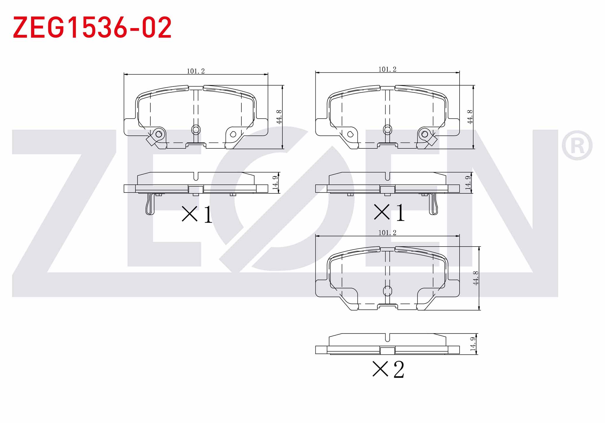 ZEGEN  | FREN BALATA ARKA IKAZLI MITSUBISHI ASX (GA,W) 1.6 2010-/ 1.8 2010-/ OUTLANDER III (GGW,GFW) 2.0 2012-/ CITROEN C4 AIRCROSS 1.6 HDI 2012-/ PEUGEOT 4008 1.6 HDI 2012-/ MAZDA 6 (GJ,GH