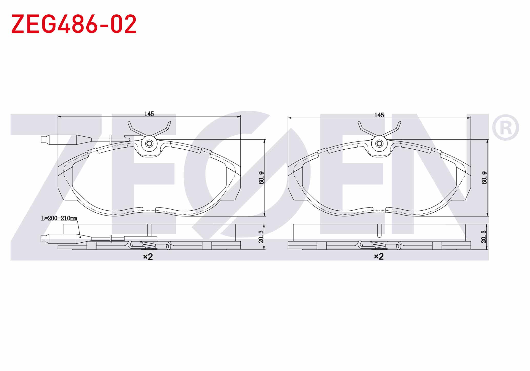 ZEGEN  | FREN BALATA ON FISLI FIAT DUCATO 2.5 D 1994-2002 / DUCATO 2.0 JTD 1994-2002 / DUCATO 2.8 JTD 1994-2002 / BOXER I 2.5 D 1994-2002 / JUMPER I 2.8 TDI 1994-2002 / JUMPER I 2.5 D 1994-