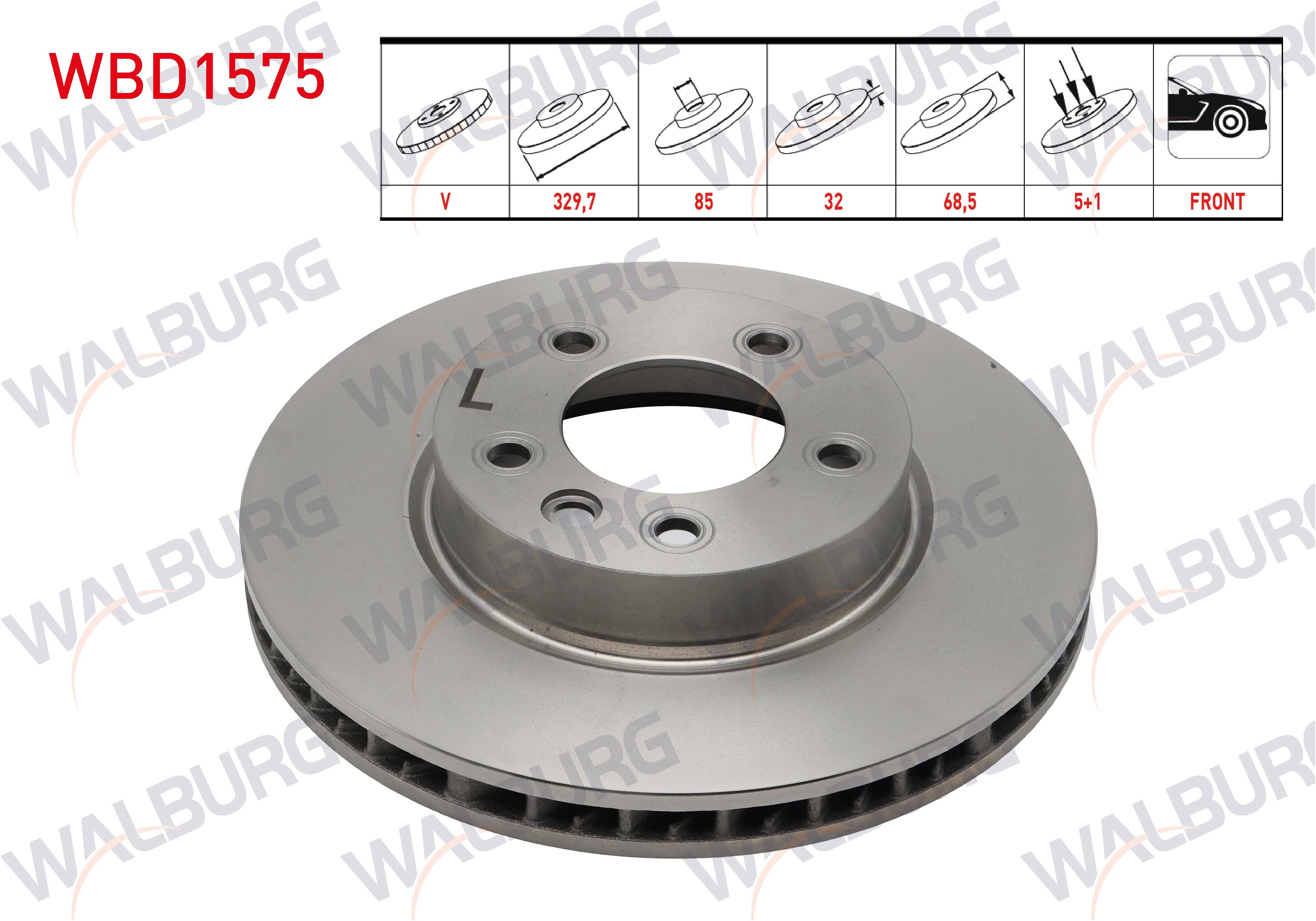 WALBURG 0 986 479 248 | FREN DISKI ON SOL HAVALI 5 BJN 329,7X32X85X68,5 PORSCHE CAYENNE 3.0 TDI - 3.2i - 3.6i - S4.5i V8 2002-2010/ VW TOUAREG 2.5 R5 TDI - 3.0 V6 TDI - 3.2i V6 - 4.2 V8 2002-2010/ TOUAREG