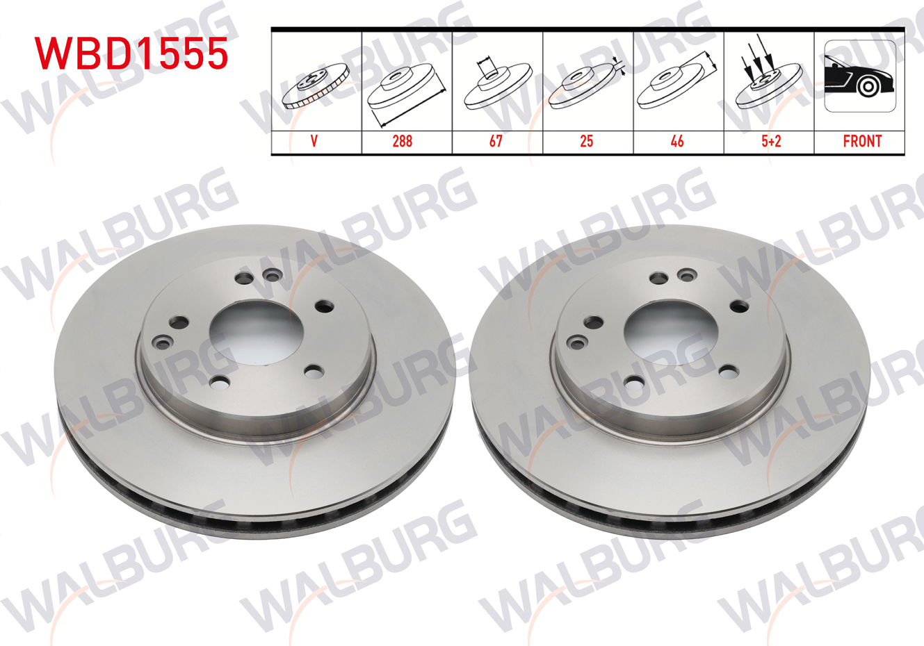 WALBURG  | FREN DISKI ON HAVALI MERCEDES C SERISI (W202) C 250 TD 5 BJN 288X25X67X46 1993-2000