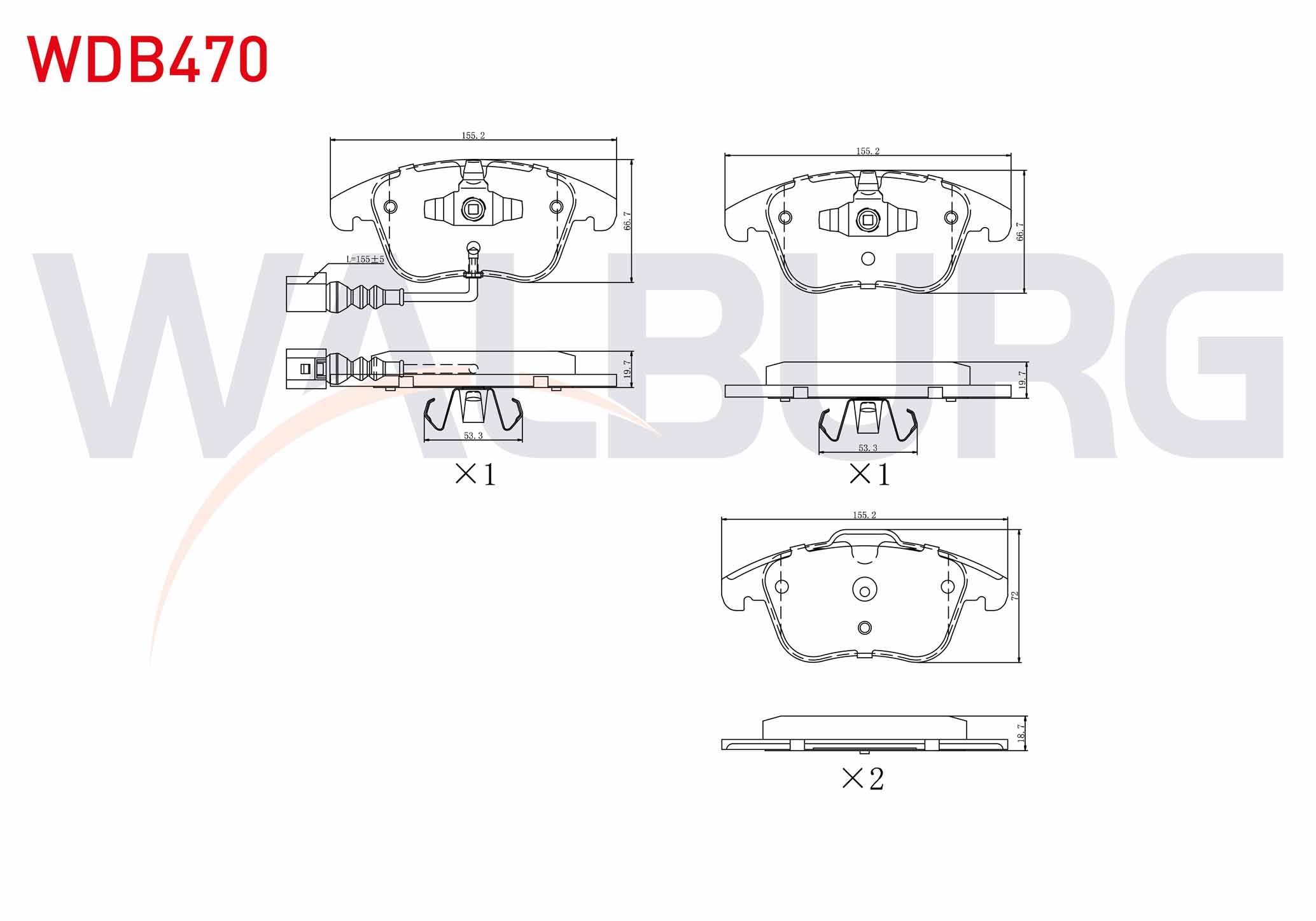 WALBURG  | FREN BALATA ON FISLI VOLKSWAGEN TIGUAN (5N_) 1.4 TSI 2007-2016 / TIGUAN (5N_) 2.0 TDI 2007-2016/ TIGUAN (5N_) 2.0 FSI 2007-2016/ AUDI Q3 (8U) 2.0 TDI 2011-/ Q3 (8U) 1.4 TFSI 2011-