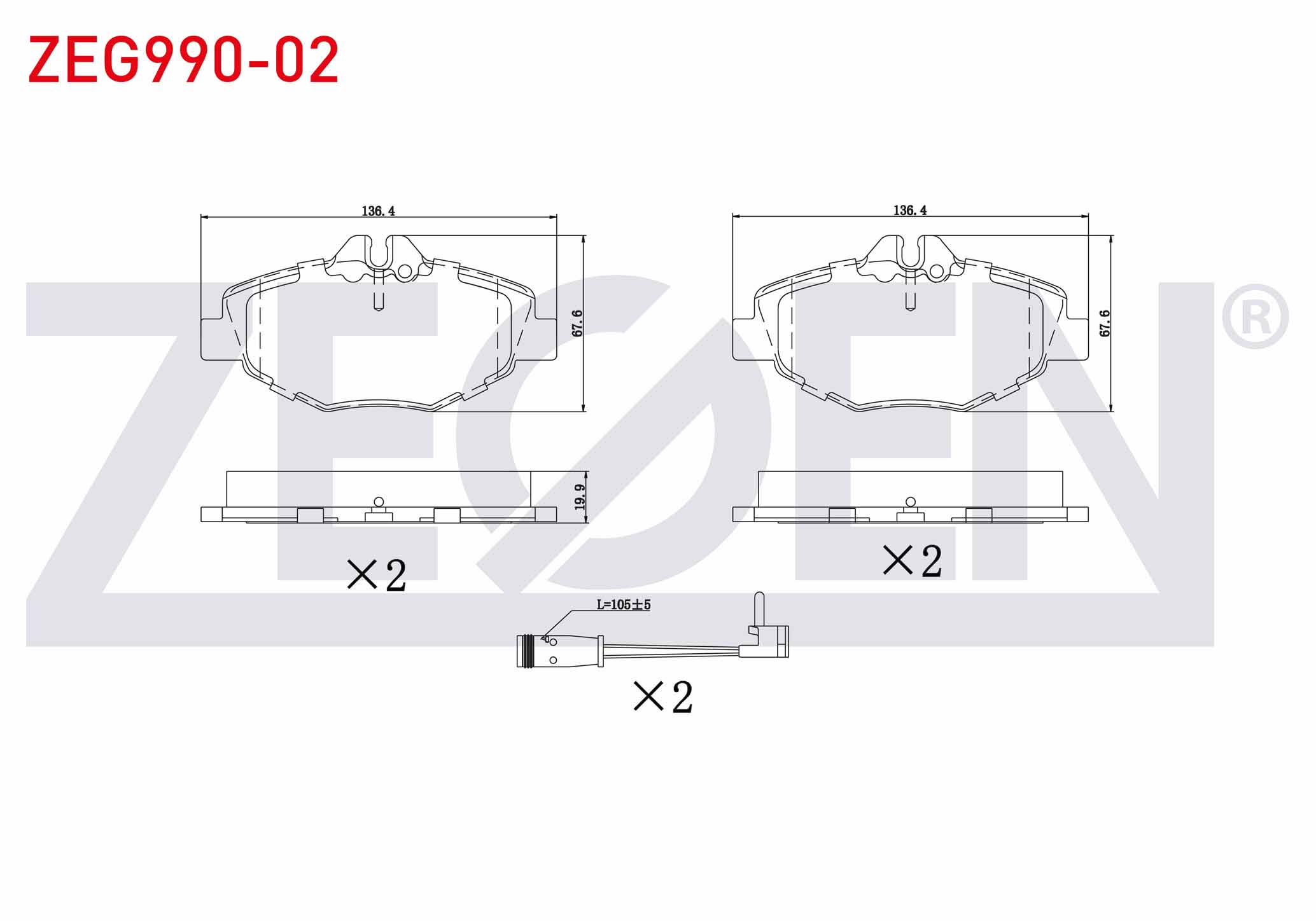 ZEGEN  | FREN BALATA ON FISLI MERCEDES E SERISI (W211) E 320 CDI 2002-2008/(W211) E 280 CDI 2002-2008/(W211) E 200 2002-2008/(W211) E 200 CDI 2002-2008/(W211) E 220 CDI 2002-2008/(W211) E 2