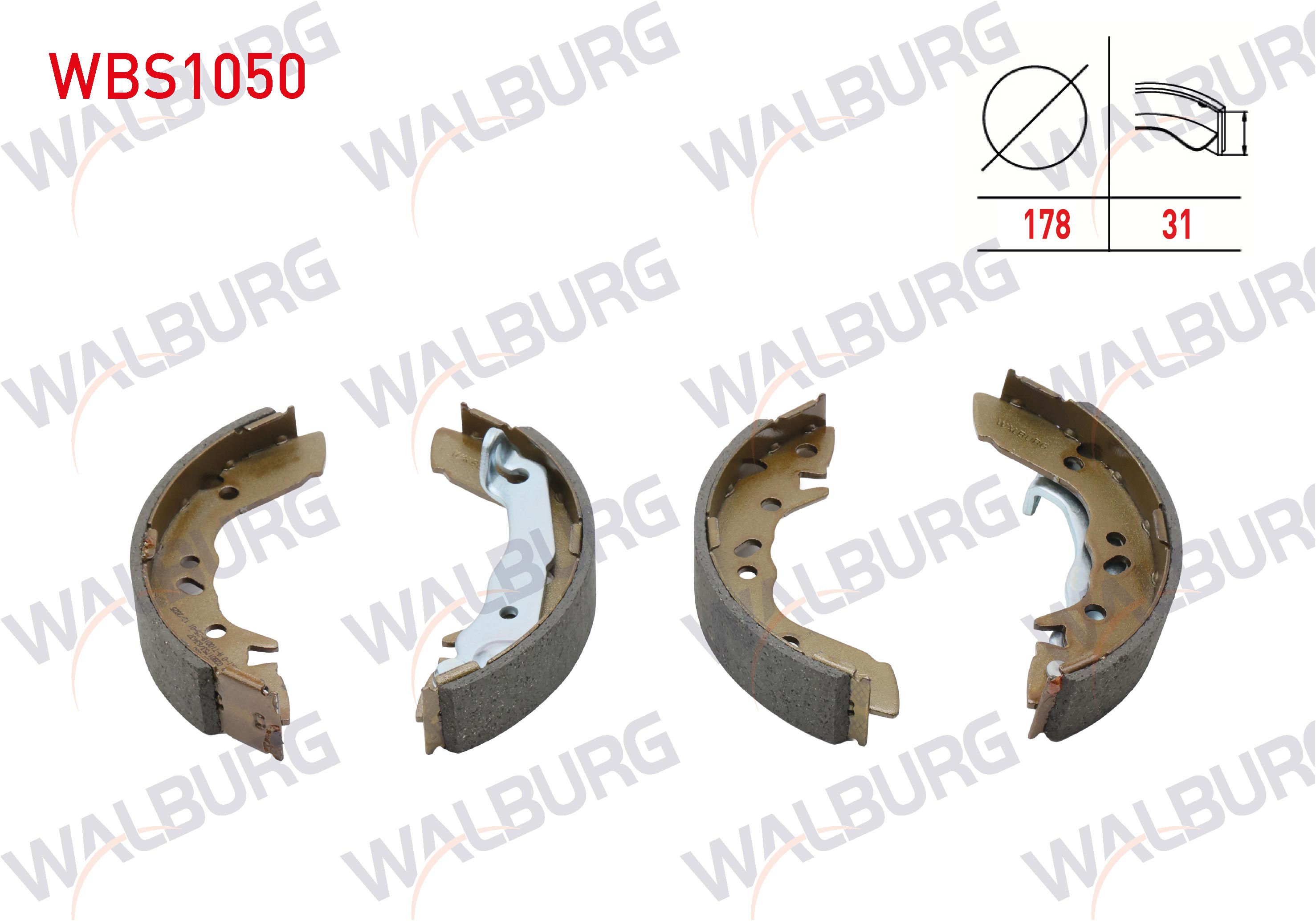 WALBURG  | FREN PABUC BALATA ARKA HYUNDAI ACCENT I (X-3) 1.5i LEVYELI 180X31 mm 1994-2000/ ELANTRA 1.6i 2001-2007