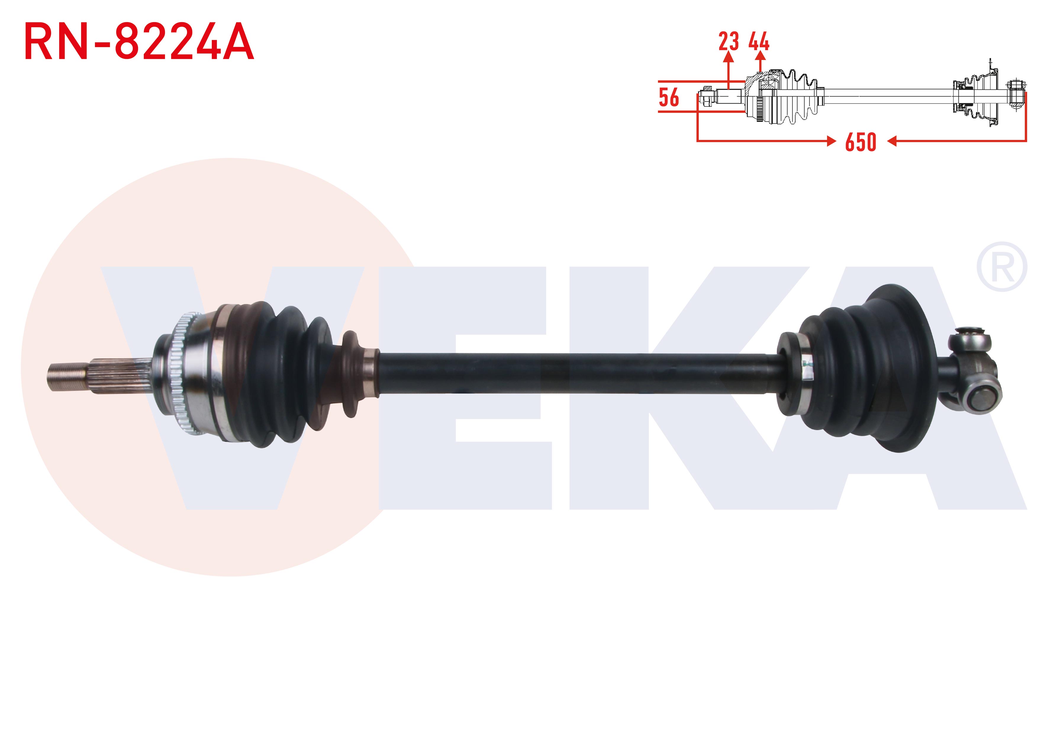 VEKA 250311 | KOMPLE AKS SOL ON ABSLI 44 DIS UZUNLUK 650mm RENAULT MEGANE I 1.9 DTI - 2.0i 1996-2003 / SCENIC I 1.6i 16v - 1.9 DTI - 2.0 16v 1999-2003