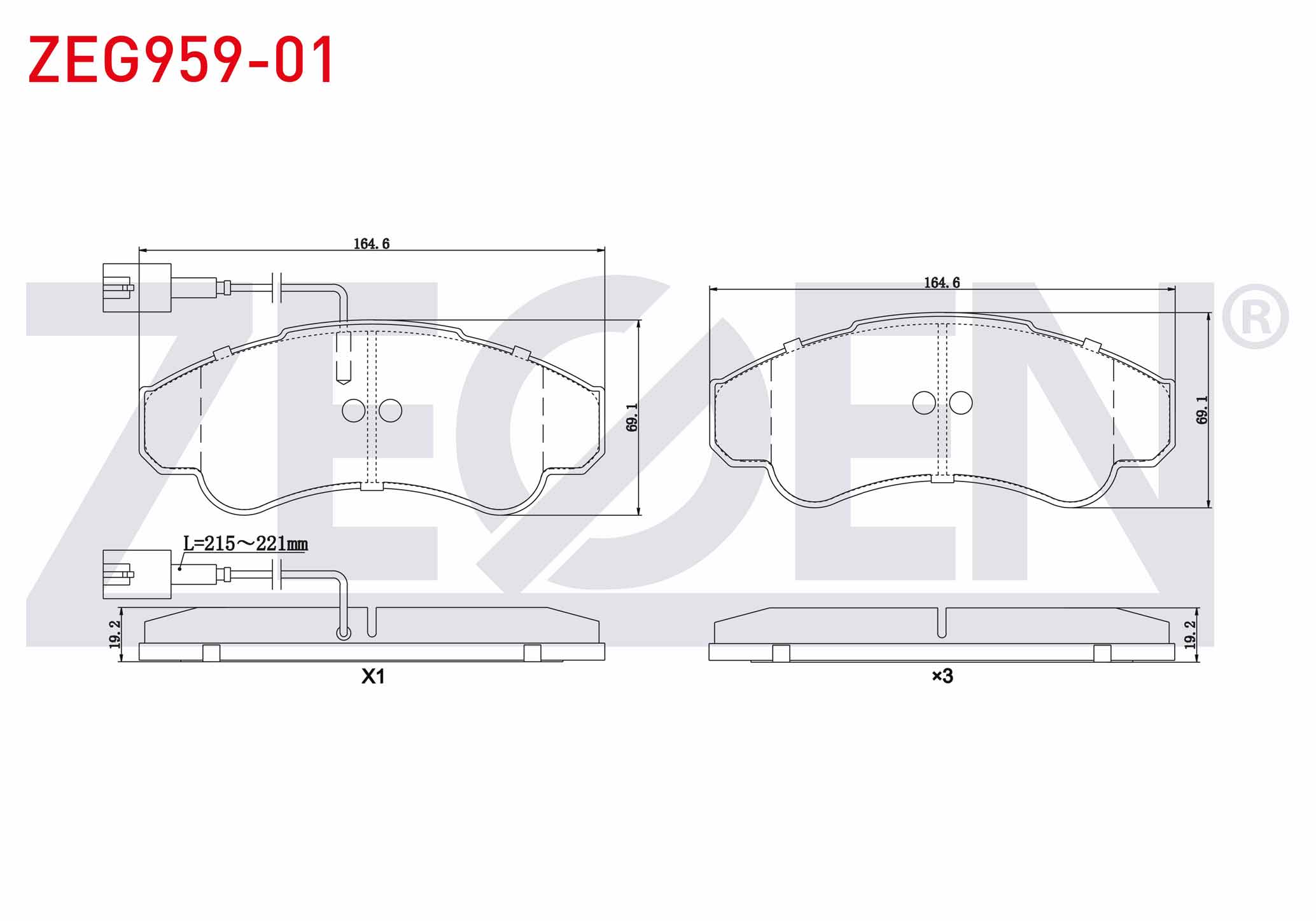 ZEGEN  | FREN BALATA ON FISLI FIAT DUCATO (244) 2.3 JTD 2002-2006 / DUCATO (244) 2.8 JTD 2002-2006 / CITROEN JUMPER II 2.8 HDI 2002-2006 / PEUGEOT BOXER II 2.0 HDI 2002-2006 / BOXER II 2.8