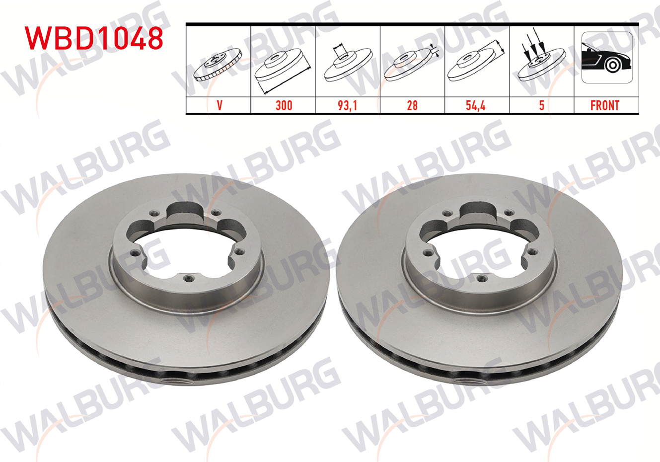 WALBURG  | FREN DISKI ON HAVALI 5 BJN 300X28X93X54,4 FORD TRANSIT 2.2 TDCI ARKADAN ITIS 2006-2014 / TRANSIT 2.4 TDCI 2006-2014 / TRANSIT 2.2 TDCI 2006-2014 / TRANSIT 3.2 TDCI 2006-2014