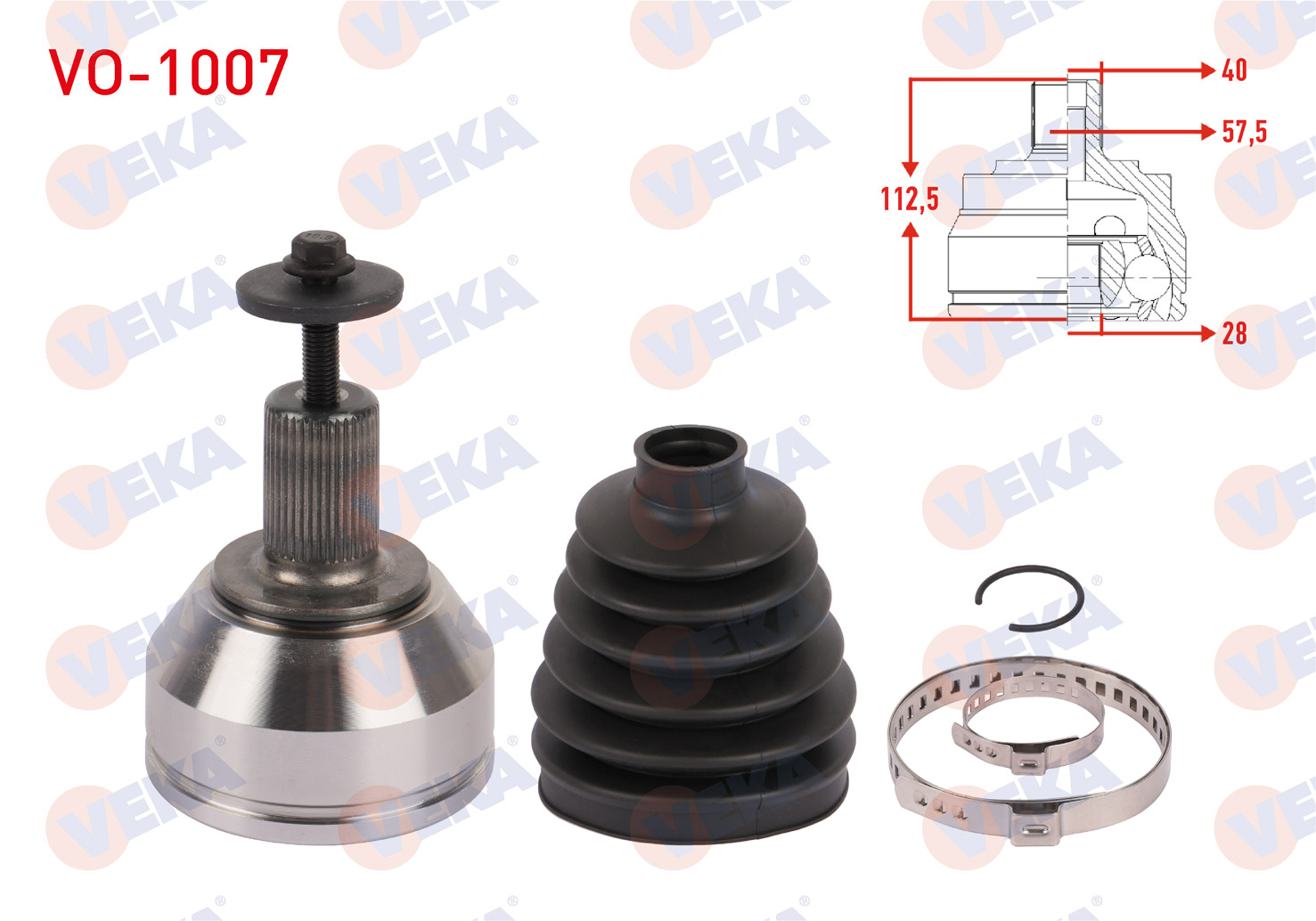 VEKA 801181 | AKS KAFASI SOL-SAG ON DIS UZUNLUK 112,5mm VOLVO XC60 D3 - D4 -T5 -T6 A-T 2015-