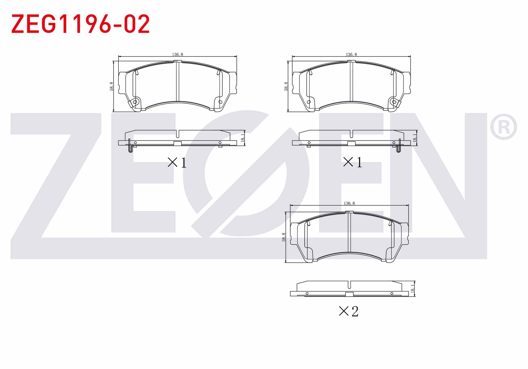 ZEGEN  | FREN BALATA ON IKAZLI TEL DELIKLI MAZDA 6 (GH) 1.8i MRZ 18.30 mm 2007-2012 / 6 (GH) 2.0 MZR 2007-2012