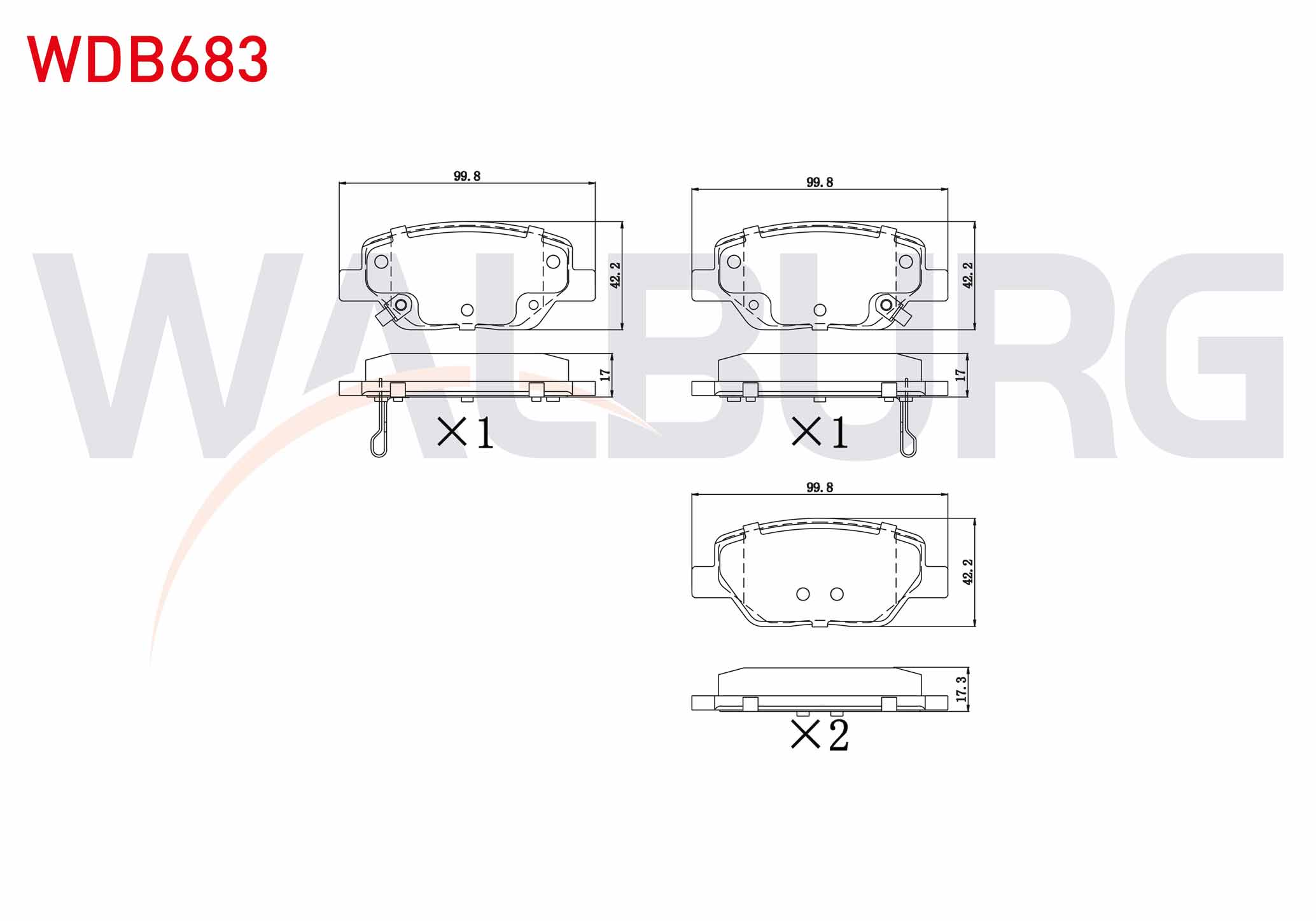 WALBURG  | FREN BALATA ARKA IKAZLI FIAT EGEA 1.3 MJT 2015- / EGEA 1.6 MJT 2015- / EGEA 1.4 16v 2015-/ EGEA 1.6 16v 2015-