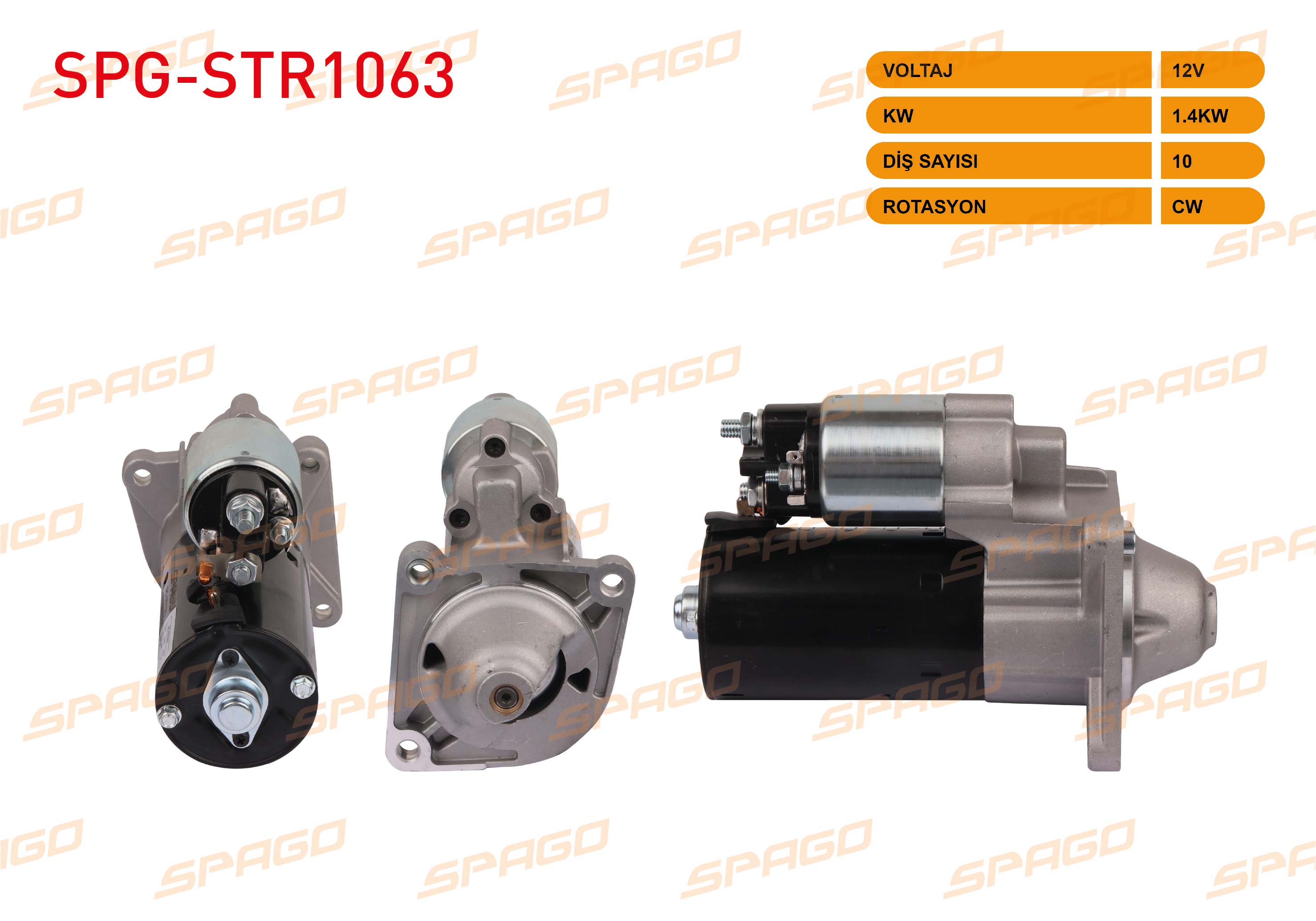 SPAGO 30274N | MARS MOTORU 12V 1.4KW 11 DIS (STR5167) EGEA 15-20 - LINEA 09-15 - DOBLO 10-23 - DUCATO 11- (1.6 2.0 MJT ARACLAR ICIN)