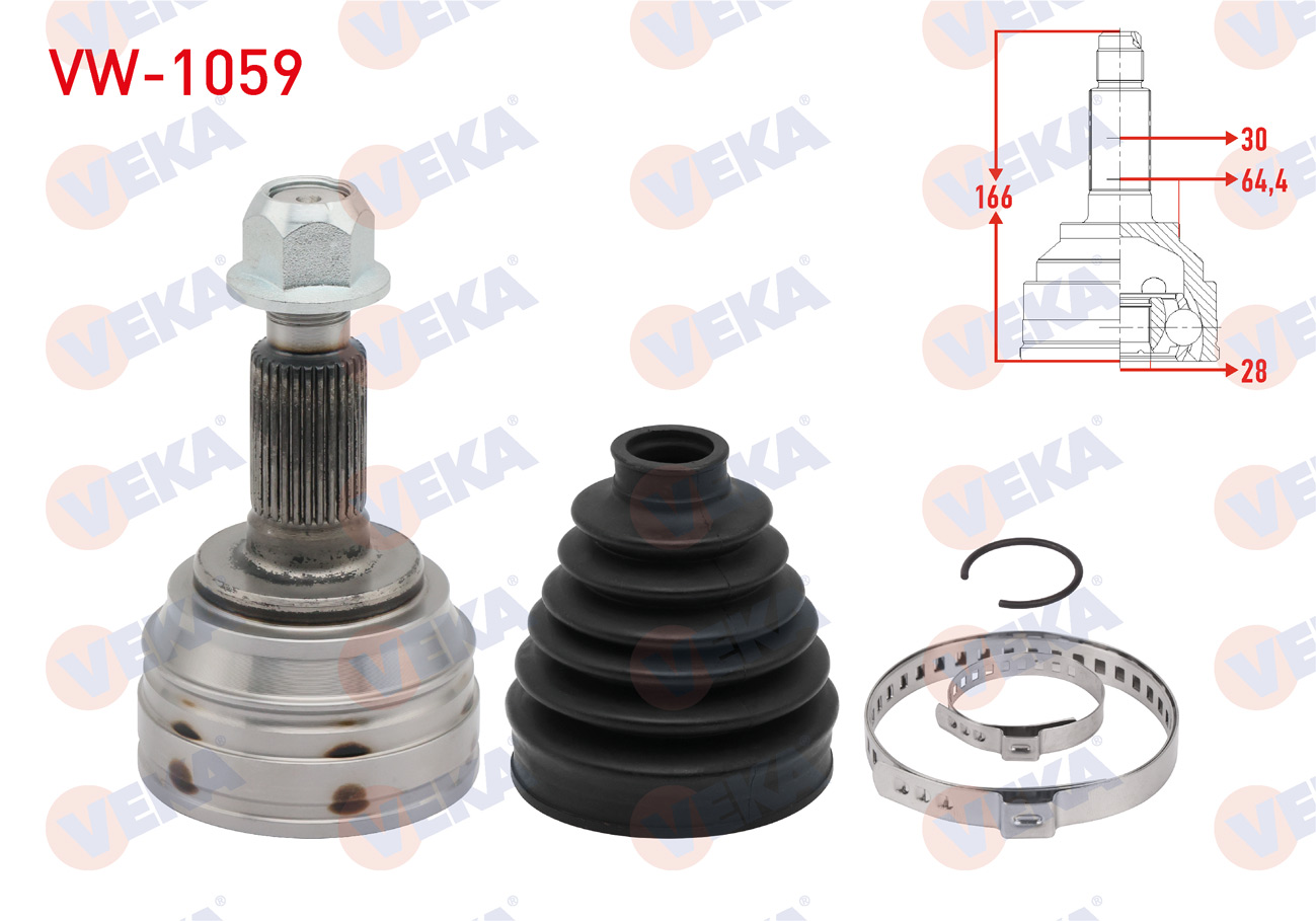 VEKA 77-VW-1059 | AKS KAFASI SOL-SAG ON DIS VOLKSWAGEN TOUAREG (7P5) 3.0 TDI V6 30X28X64,4 UZUNLUK 166mm 2010-