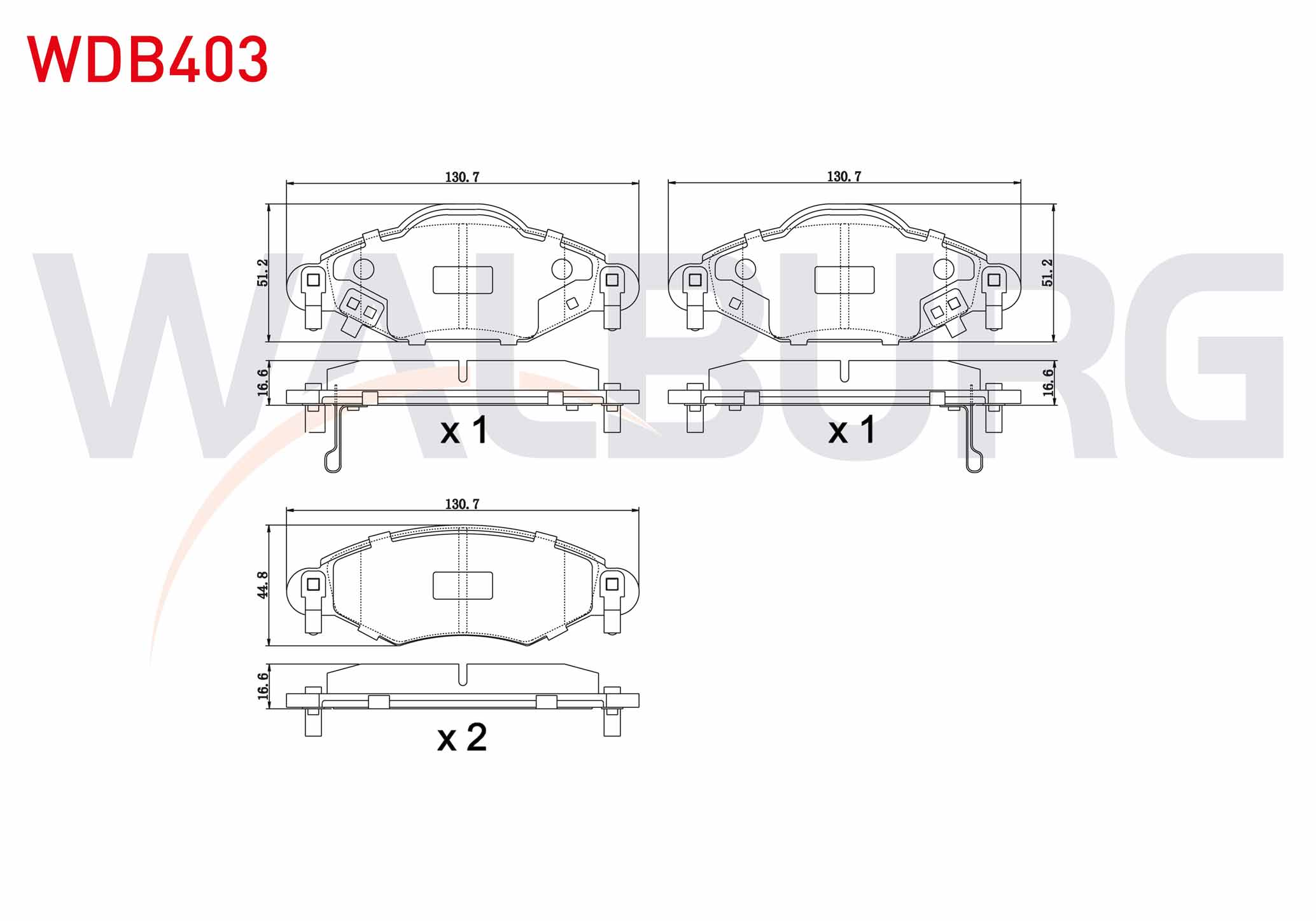 WALBURG  | FREN BALATA ON IKAZLI TOYOTA YARIS 1.5 VVT-I 1999-2005/ YARIS 1.4 D-4D 1999-2005/YARIS VERSO 1.3 VVT-I 1999-2005/YARIS VERSO 1.4 D-4D 1999-2005/YARIS VERSO 1.5 VVT-I 1999-2005