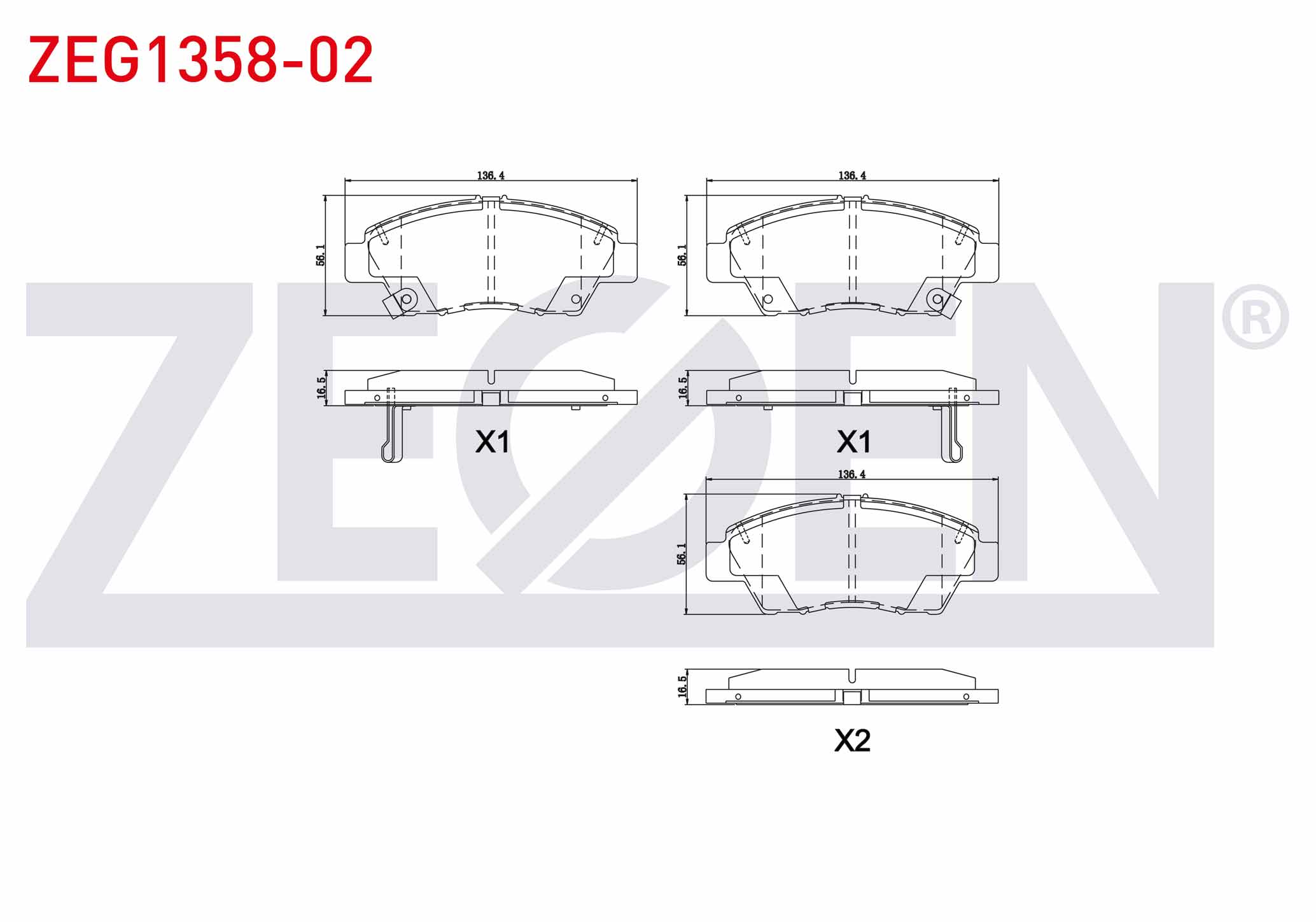 ZEGEN 0 986 494 562 | FREN BALATA ON IKAZLI TEL DELIKLI HONDA JAZZ III (GE) 1.4i 2008-2012 / JAZZ IV (GK) 1.3 2016-