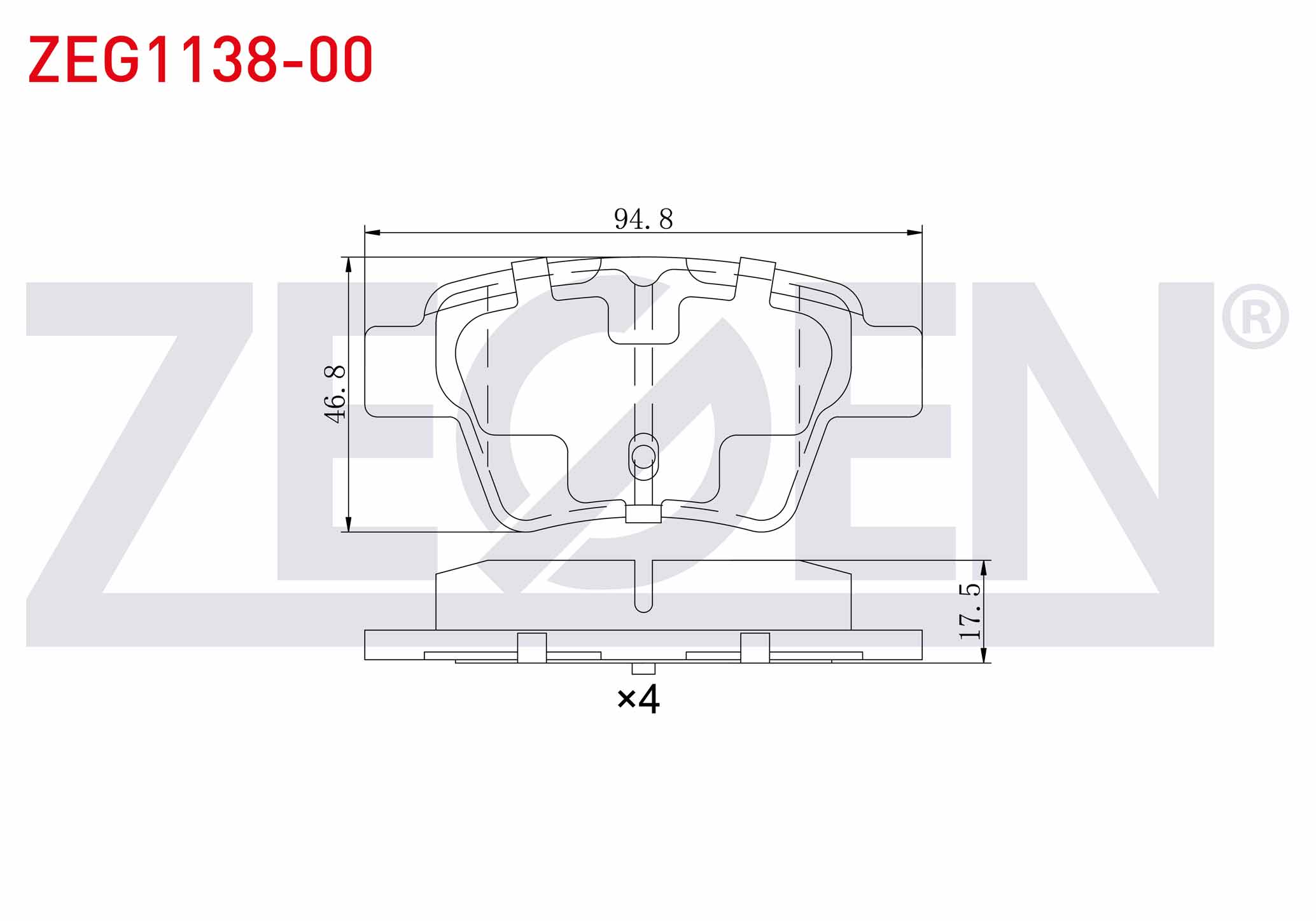 ZEGEN  | FREN BALATA ARKA PEUGEOT 307 1.6 90 HP 2000-2007 / 307 1.6 HDI 90 HP 2000-2007 / 207 1.4 HDI 2006-2012 / 207 1.6i 16v 2006-2012 / CITROEN C4 1.6 HDI 2004-2009/ C4 1.6 2004-2009