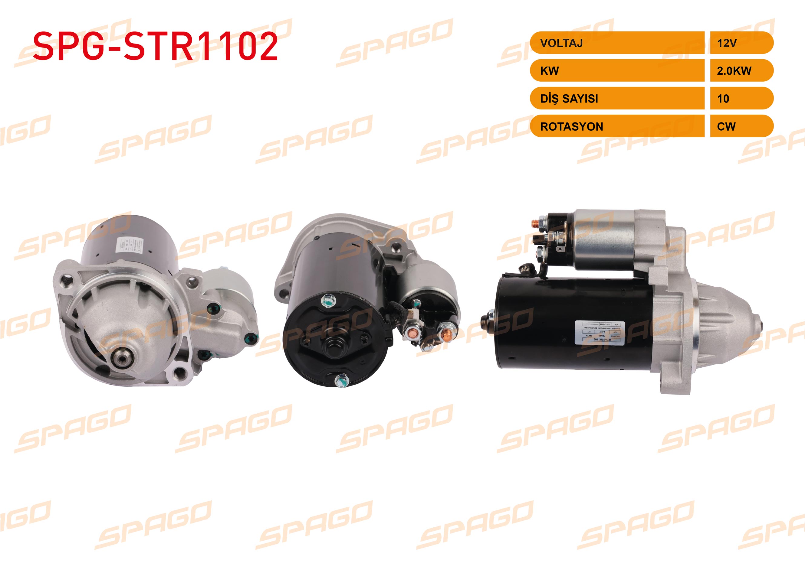 SPAGO 1 986 S00 731 | MARS MOTORU 12V 2KW 10 DIS CW (STR3105) C (W202 W203) - E (W210 W211) - SPRINTER 96-06 (DIZEL ARACLAR ICIN)