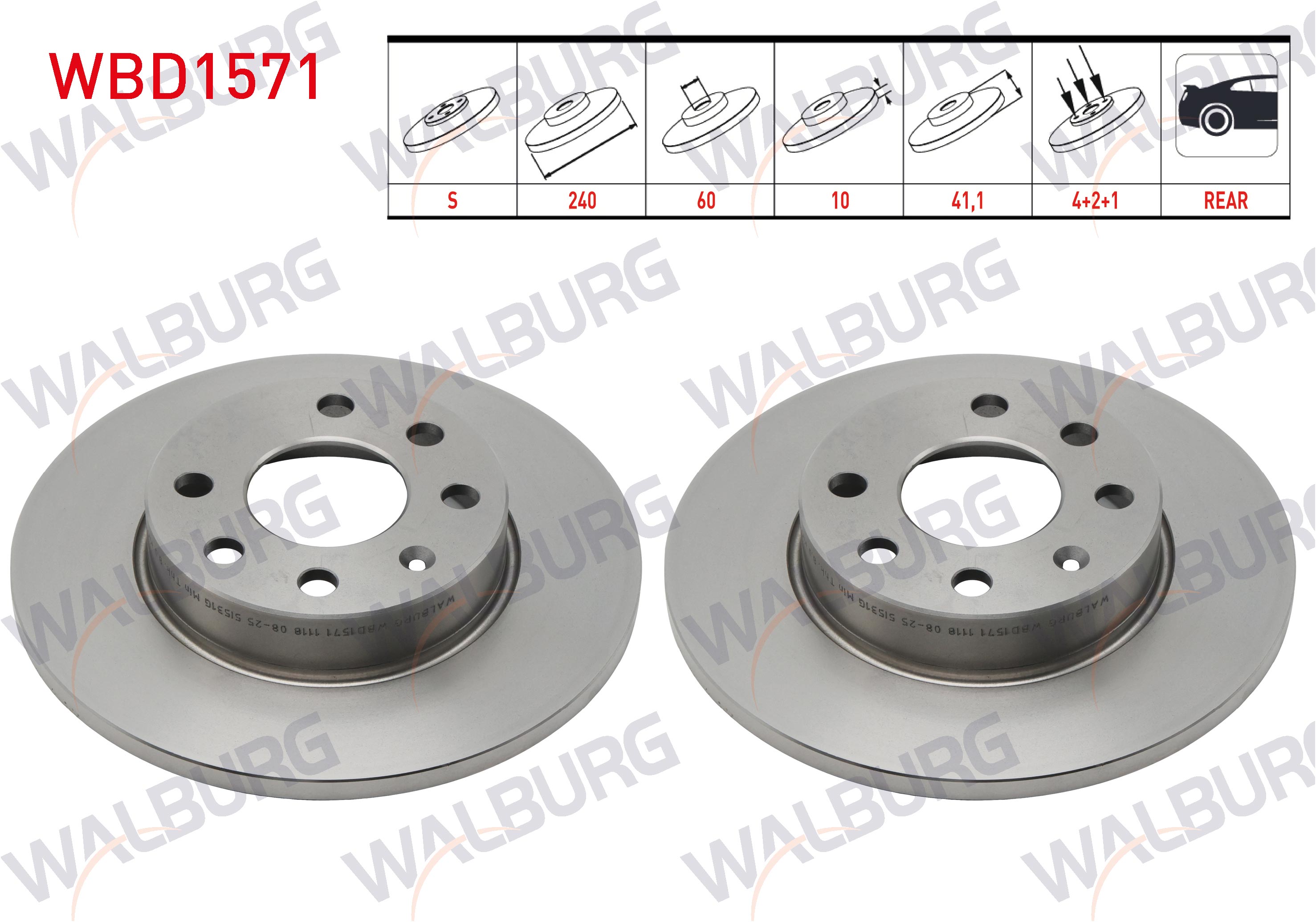 WALBURG 0 986 479 189 | FREN DISKI ON DUZ 4 BJN 240X10X60X41,1 OPEL CORSA C 1.0i - 1.2i 2000-2006
