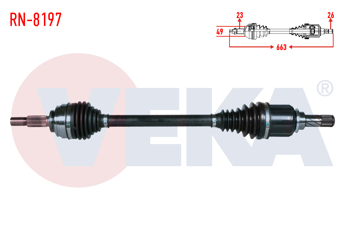 VEKA  | KOMPLE AKS SOL ON RENAULT CLIO IV 0.9 TCE UZUNLUK 663mm 2012-