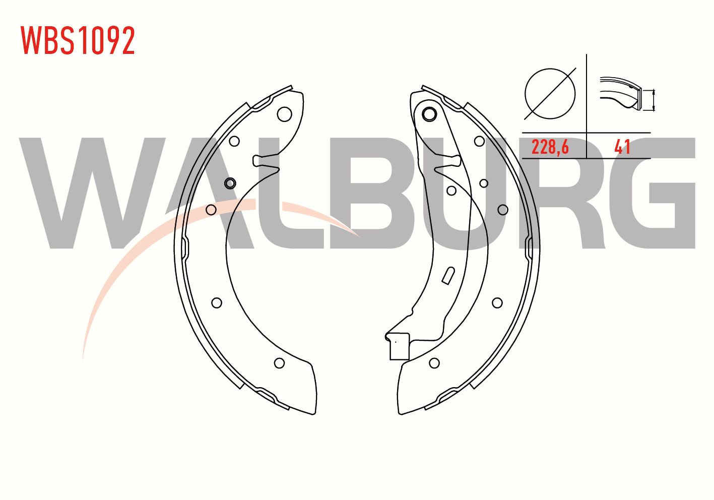 WALBURG F 026 004 552 | FREN PABUC BALATA ARKA PEUGEOT PARTNER (5,5F) 1.9 D LEVYELI 228,6X41 mm 1996-2008/PARTNER 1.6 HDI- 1996-2008/BERLINGO 1.6 HDI- 2008-/PARTNER 2.0 HDI- 1996-2008/BERLINGO 2.0 HDI- 19