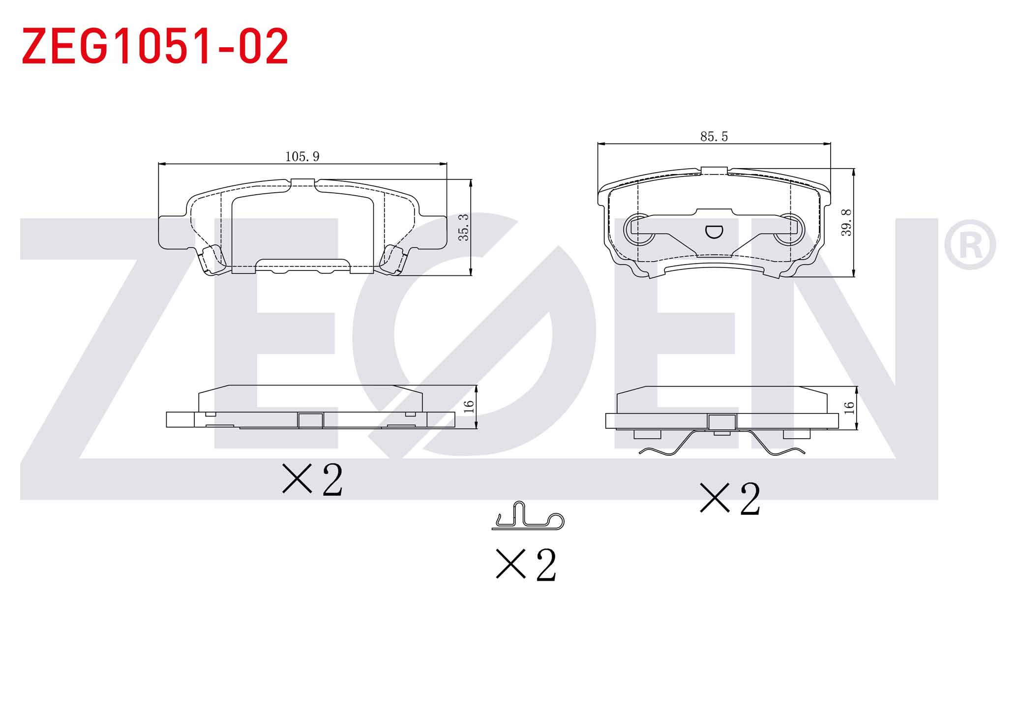 ZEGEN  | FREN BALATA ARKA MITSUBISHI LANCER VII 1.3 2003-2007/ LANCER 2.0 2007- / OUTLANDER I 2.0 2001-2006/ OUTLANDER II 2.0 DI-D 2006-2012/ JEEP COMPASS 2.0 CRD 2006-/ PEUGEOT 4007 2.2 HD