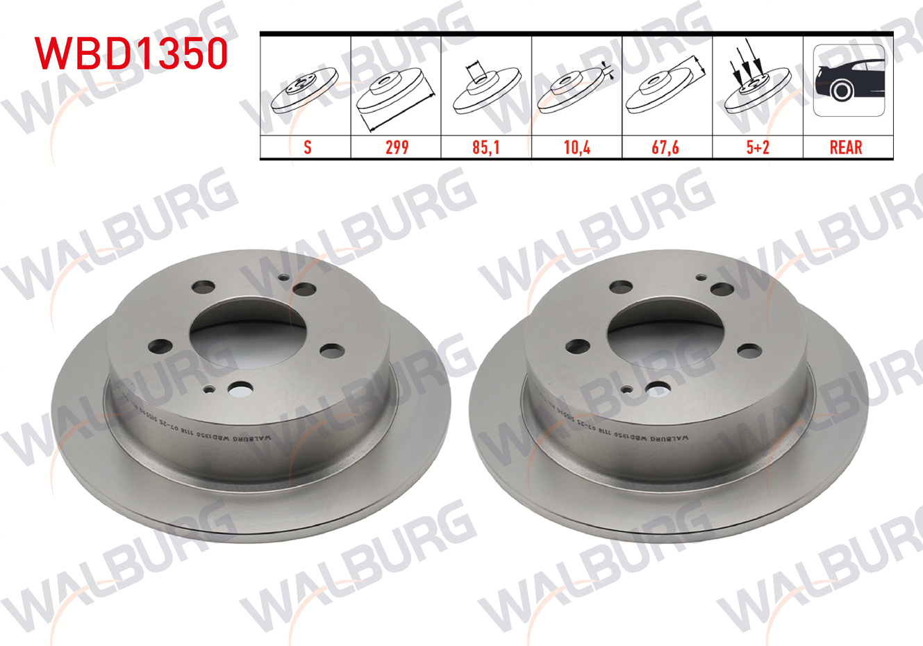 WALBURG  | FREN DISKI ARKA DUZ 5 BJN 299X10,4X85,1X67,6 5 SSANGYONG KYRON 2.0 XDI 4X4 2005-2011 / ACTYON I 2.0 XDI 2005-2012