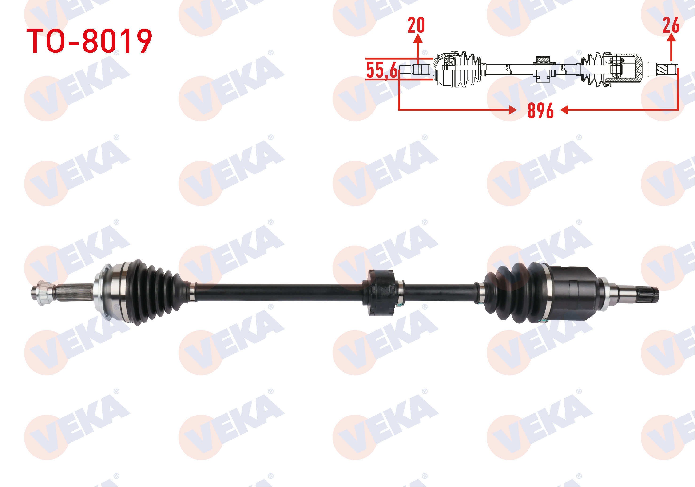 VEKA 305625 | KOMPLE AKS SAG ON TOYOTA YARIS (P9) 1.4 D-4D M-T UZUNLUK 896mm 2006-2010