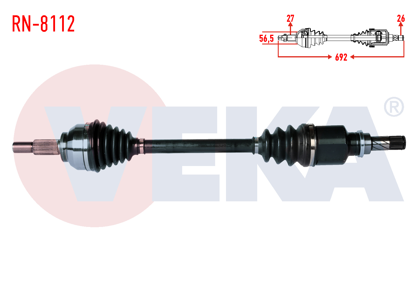 VEKA 250460 | KOMPLE AKS SOL ON RENAULT LAGUNA III (BT0/1) 1.5 DCI 5 VITES M-T SANZIMAN UZUNLUK 692mm 2007-