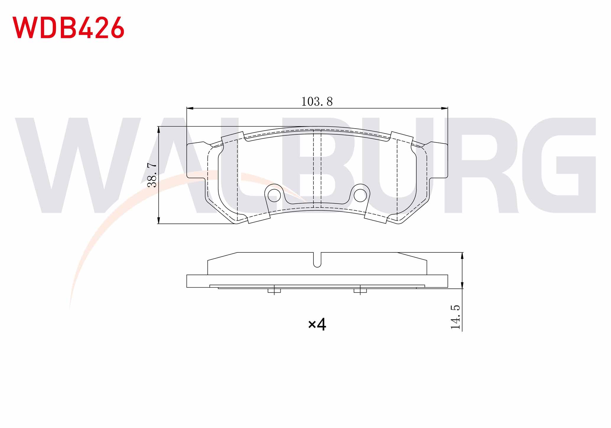 WALBURG  | FREN BALATA ARKA CHEVROLET LACETTI (J200) 1.6i 2006-2012 / CHEVROLET LACETTI (J200) 1.4i 16v 2006-2012