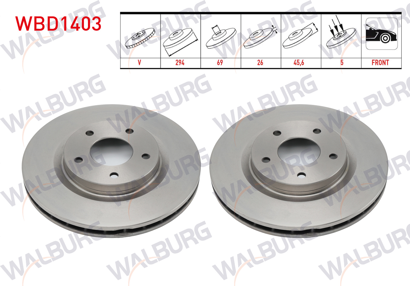 WALBURG  | FREN DISKI ON HAVALI 5 BJN 294X26X69X45,5 MITSUBISHI ASX (GA,W) 1.6 2010- / OUTLANDER II 2.4 2006-2012 / OUTLANDER III 2.0 2012-