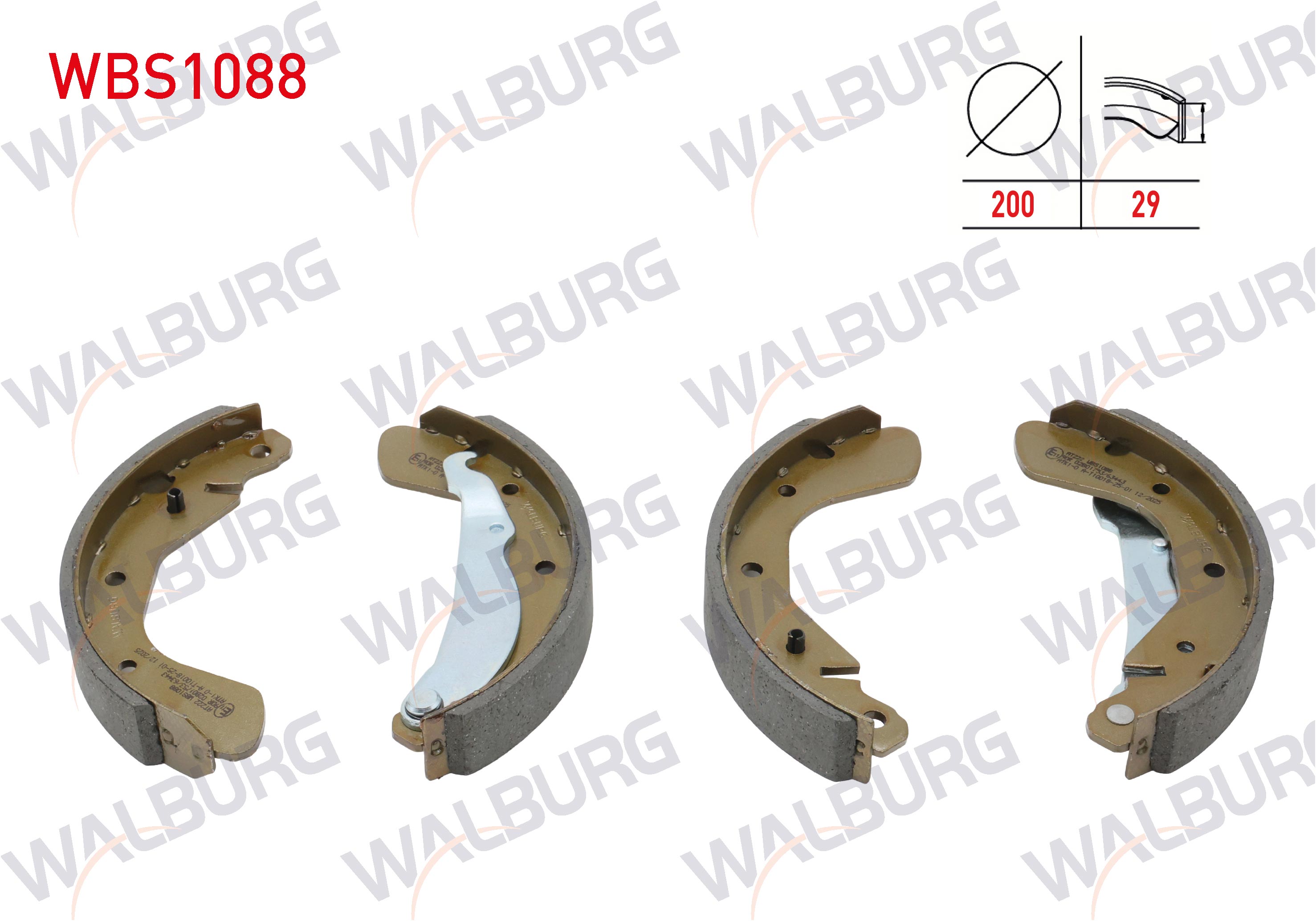 WALBURG GS8542 | FREN PABUC BALATA ARKA OPEL CORSA B 1.0i 3-5 KAPI LEVYELI 200X29mm 1993-2000/ASTRA F 1.6i 1991-1998/CORSA B 1.4i 1993-2000/CORSA B 1.2i 16v 1993-2000/CORSA B 1.6i 16v 1993-2000/TIG
