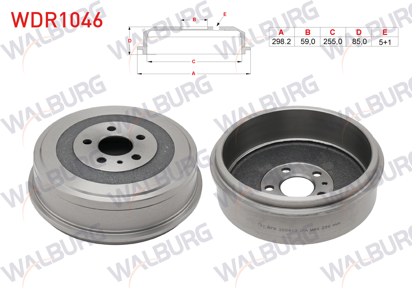 WALBURG 0 986 477 144 | FREN KAMPANASI ARKA 5 DELIK 298,2X59X255X85 FIAT SCUDO 1.9 D - 1.9 TD - 2.0 JTD 1996-2006