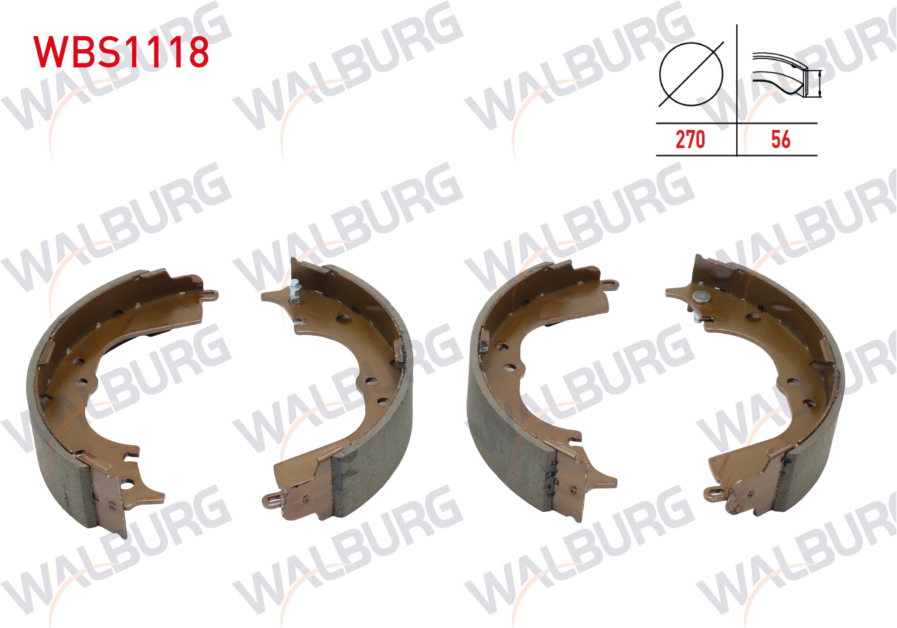 WALBURG  | FREN PABUC BALATA ARKA TOYOTA HI-LUX PICK UP (_N_) 2.4 D 270X56 mm 1983-2005/TOYOTA HIACE IV (_H1_,_H2_) 2.4 TD 1996-2006/TOYOTA HIACE IV (_H1_,_H2_) 2.5 D4D 1996-2006