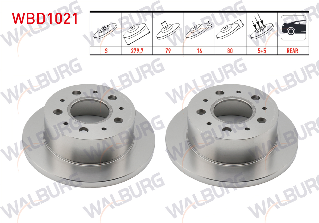 WALBURG 0 986 479 316 | FREN DISKI ARKA DUZ 5 BJN 16 JANT 279,7X16X79X80 FIAT DUCATO 2.0 MJT - 3.0 MJT- 2006-2014/ PEUGEOT BOXER III 2.2 HDI 2006-2014/ CITROEN JUMPER III 2.2 HDI 2006-2014