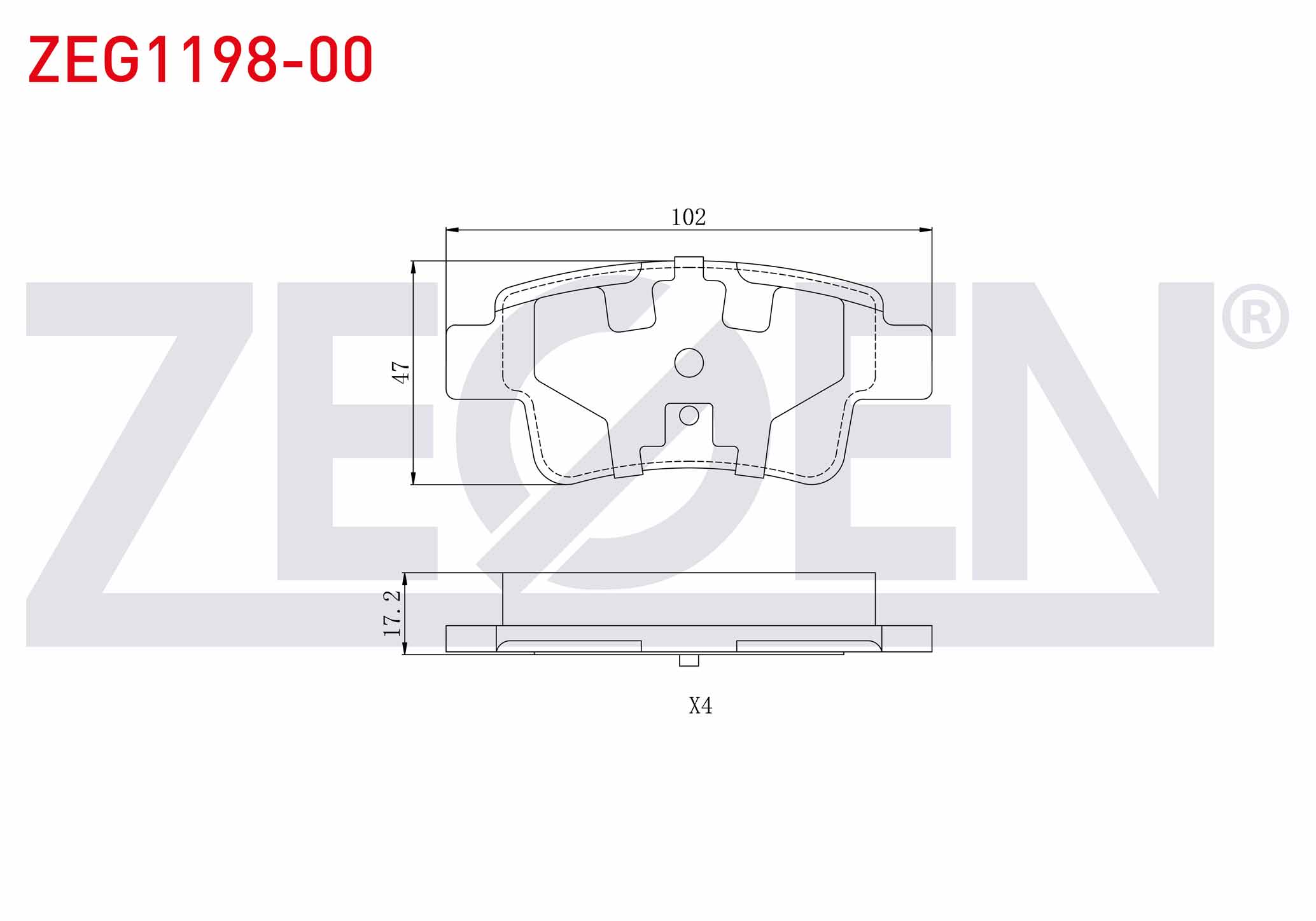 ZEGEN  | FREN BALATA ARKA FIAT G.PUNTO (199) 1.4 2005-2012/ LINEA (323) 1.6 MJT 2007- / G.PUNTO (199) 1.4 T-JET 2005-2012/ G.PUNTO (199) 1.3 MJT 2005-2012/ PUNTO (199) 1.3 MJT 2012-/ CORSA