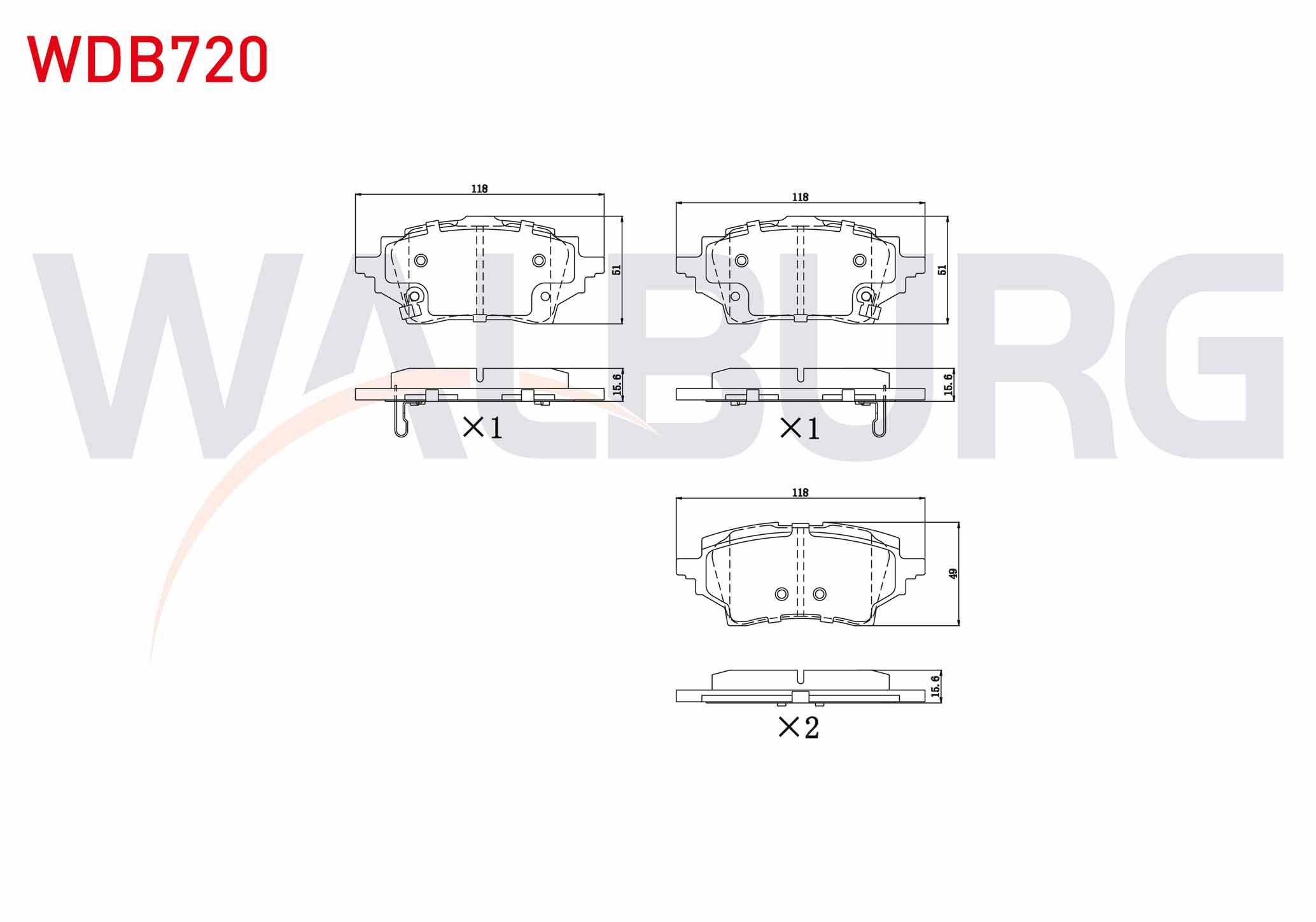 WALBURG  | FREN BALATA IKAZLI ARKA TOYOTA COROLLA (_E21_) 1.8 Hybrid 2019- / COROLLA (_E21_) 1.6 VVT-I 2019-