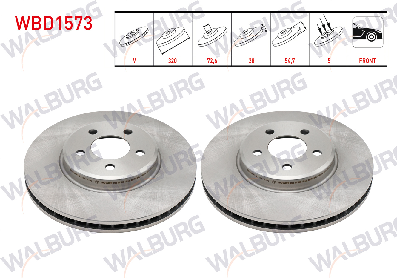 WALBURG DDF2065C | FREN DISKI ON HAVALI 5 BJN 320X28X72,6X54,7 CHRYSLER 300C (LX) 2.7 - 3.0 CRD - 3.5 2004-2011