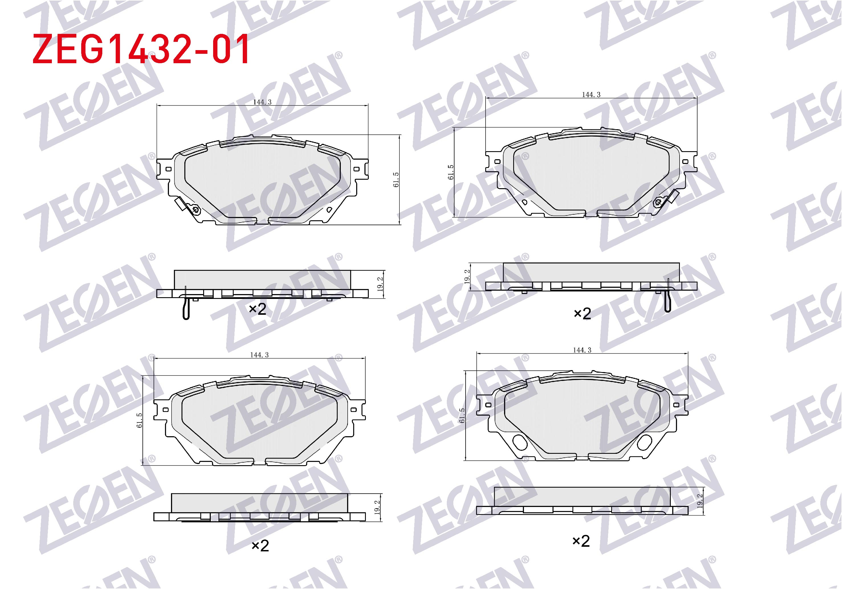 ZEGEN  | FREN BALATA IKAZLI ON (8 ADET) (SENSOR DELIKLI) MITSUBISHI CANTER FUSO (FE511-711) EURO 5, 6 2005-2012 / PRESTIJ DELUXE 3.0 D 2005-2011