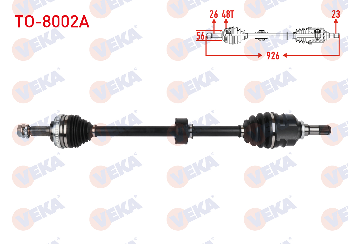 VEKA 259392 | KOMPLE AKS SAG ON UZUNLUK 926mm TOYOTA COROLLA (_E10_) 1.6i 1992-1997 / COROLLA (_E11_) 1.6i 16v 1997-2002