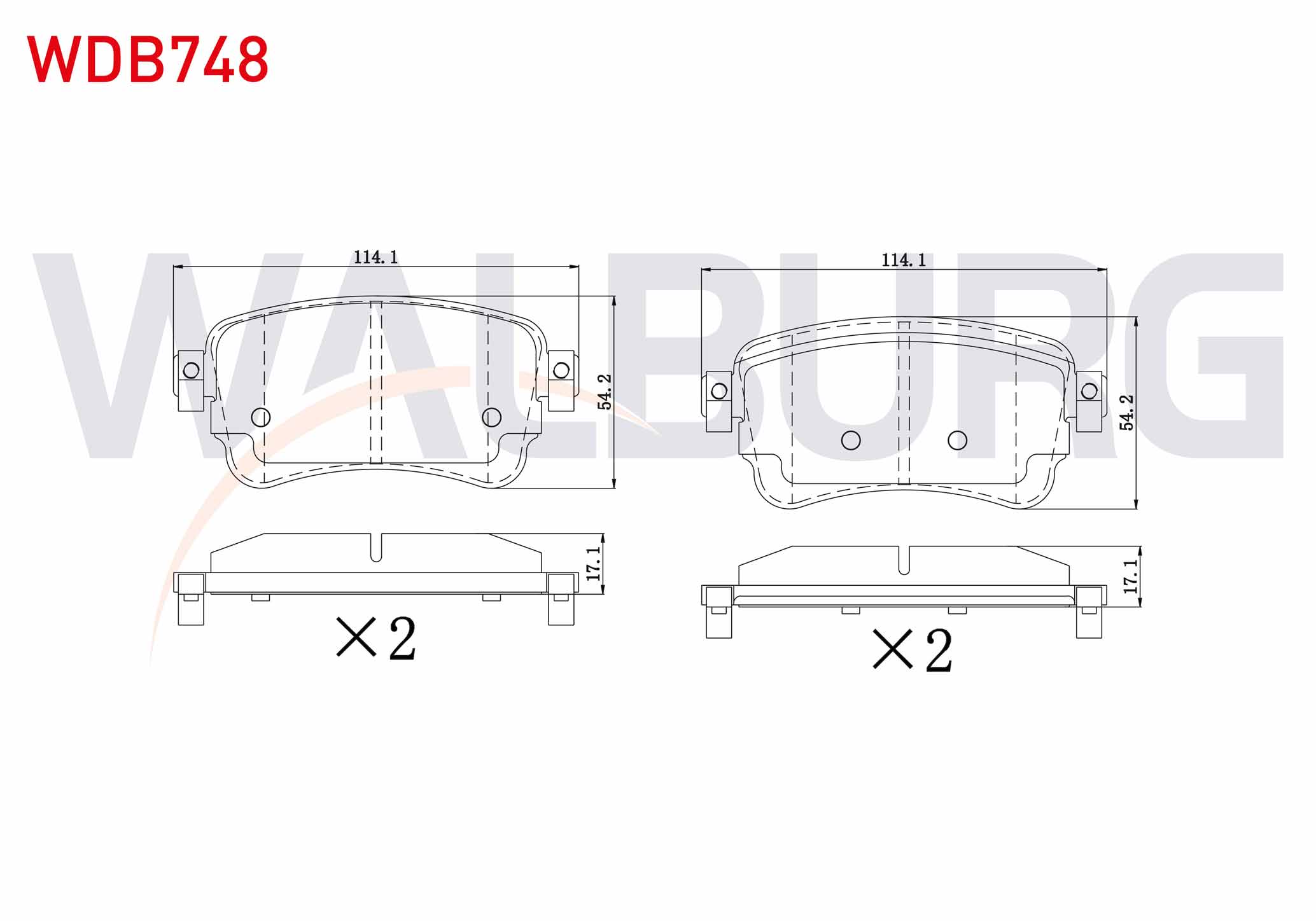 WALBURG  | FREN BALATA ARKA IKAZLI CITROEN JUMPY 1.6 BlueHDI 2016- / PEUGEOT EXPERT 1.6 BlueHDI 2016- / TOYOTA PROACE (MPY_) 1.6 D 2016- / PROACE (MPY_) 2.0 D 2016-