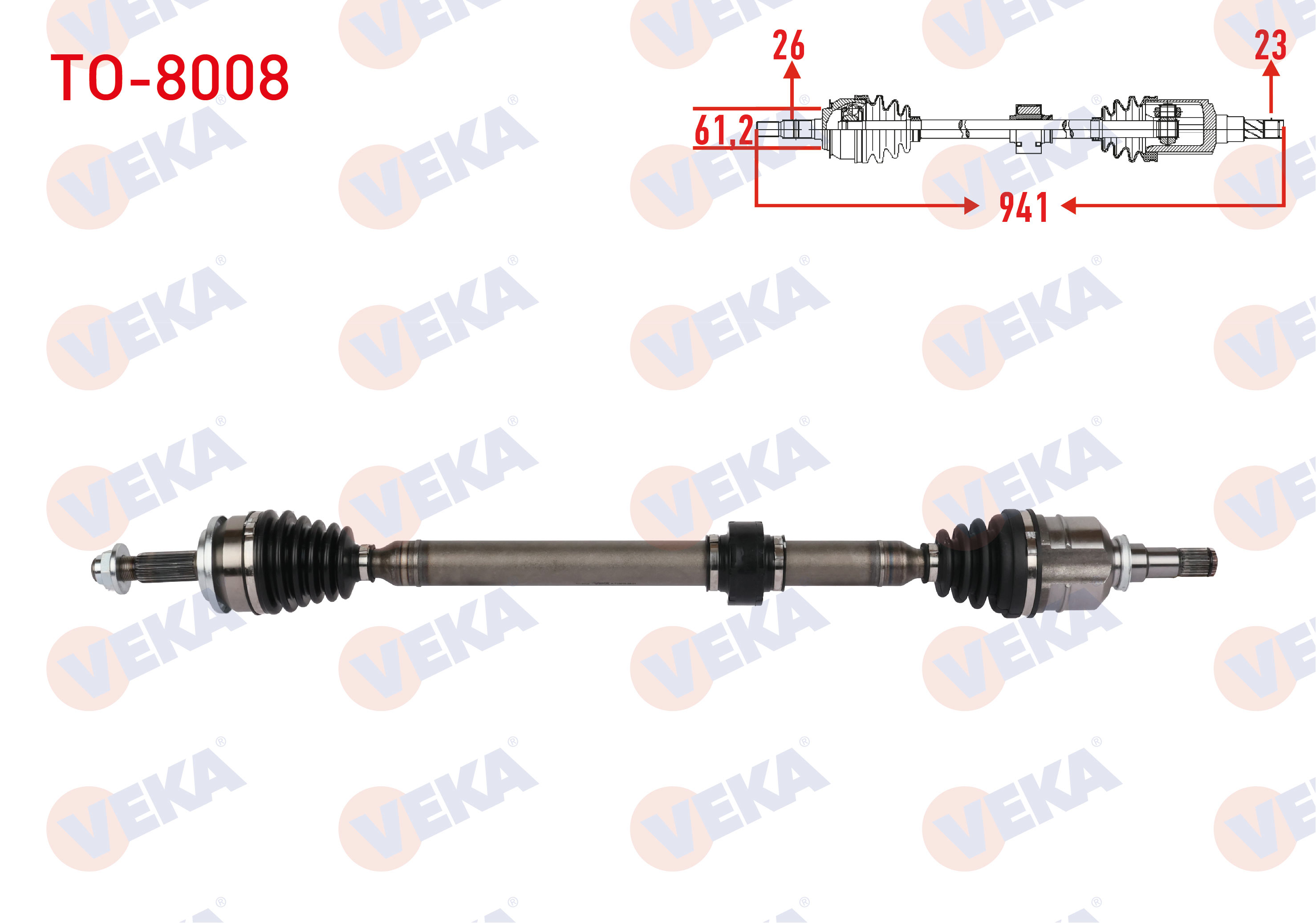 VEKA 259317 | KOMPLE AKS SAG ON TOYOTA COROLLA (E15_) 1.6 VVT-I UZUNLUK 941mm 2007-2012