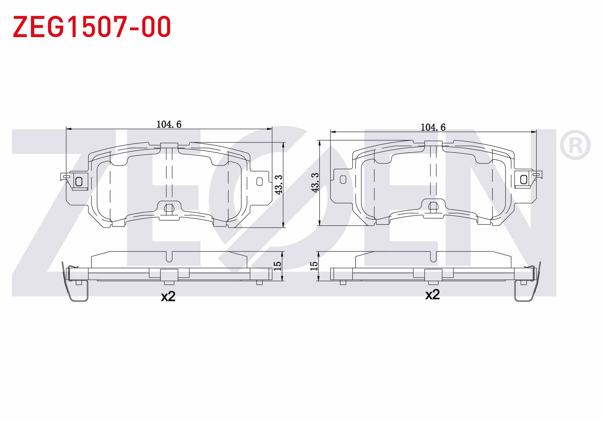ZEGEN  | FREN BALATA IKAZLI ARKA MAZDA CX-3 1.5 D 4x4 2016- / CX-5 (KE,GH) 4x4 2.0 2011- / CX-5 (KE,GH) 2.2 D 4x4 2011-