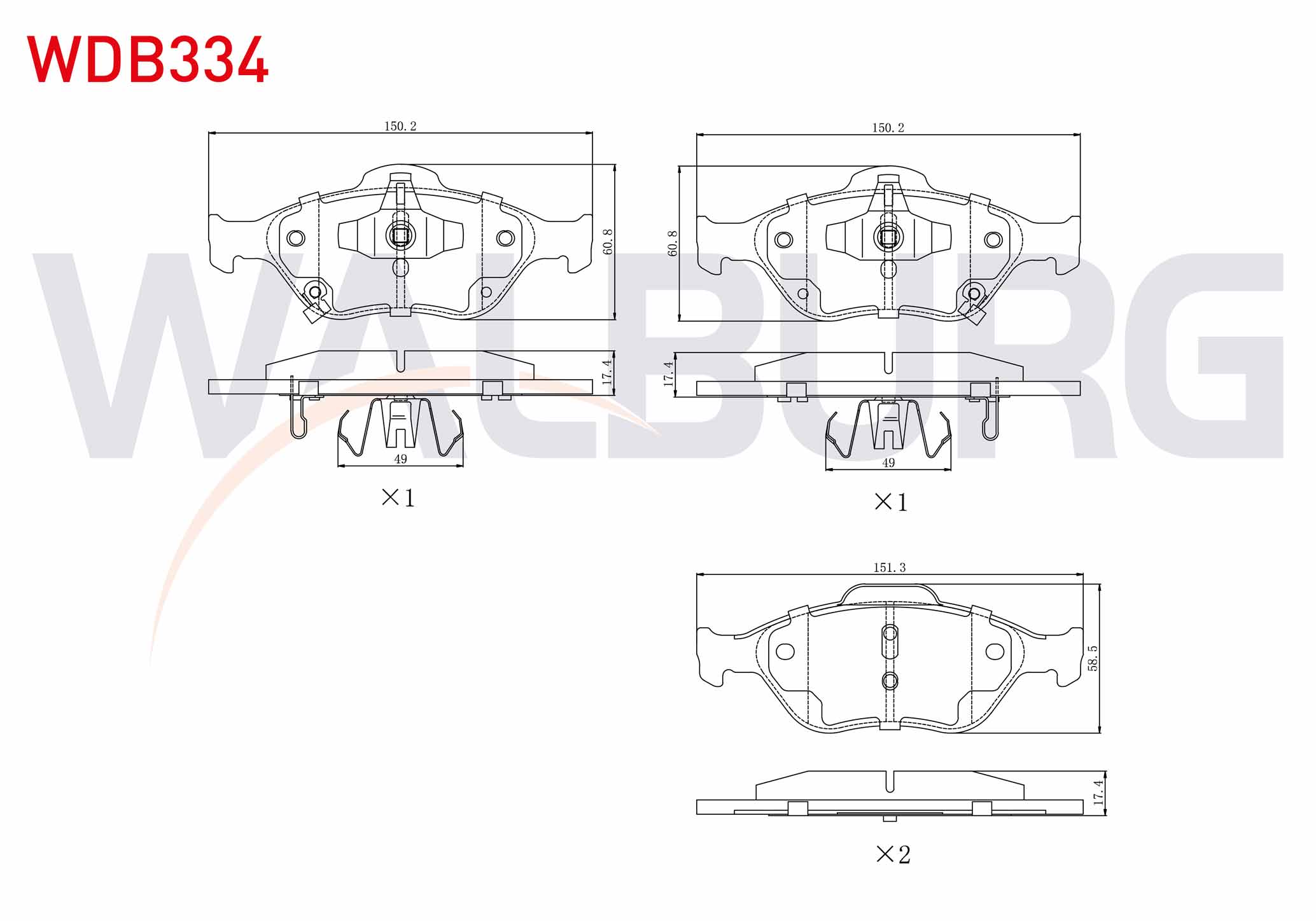 WALBURG FDB1890 | FREN BALATA ON TOYOTA YARIS (P9) 1.0 VVT-I 2006-2010/ YARIS (P9) 1.3 VVT-I 2006-2010 / YARIS (P9) 1.4 D-4D 2006-2010