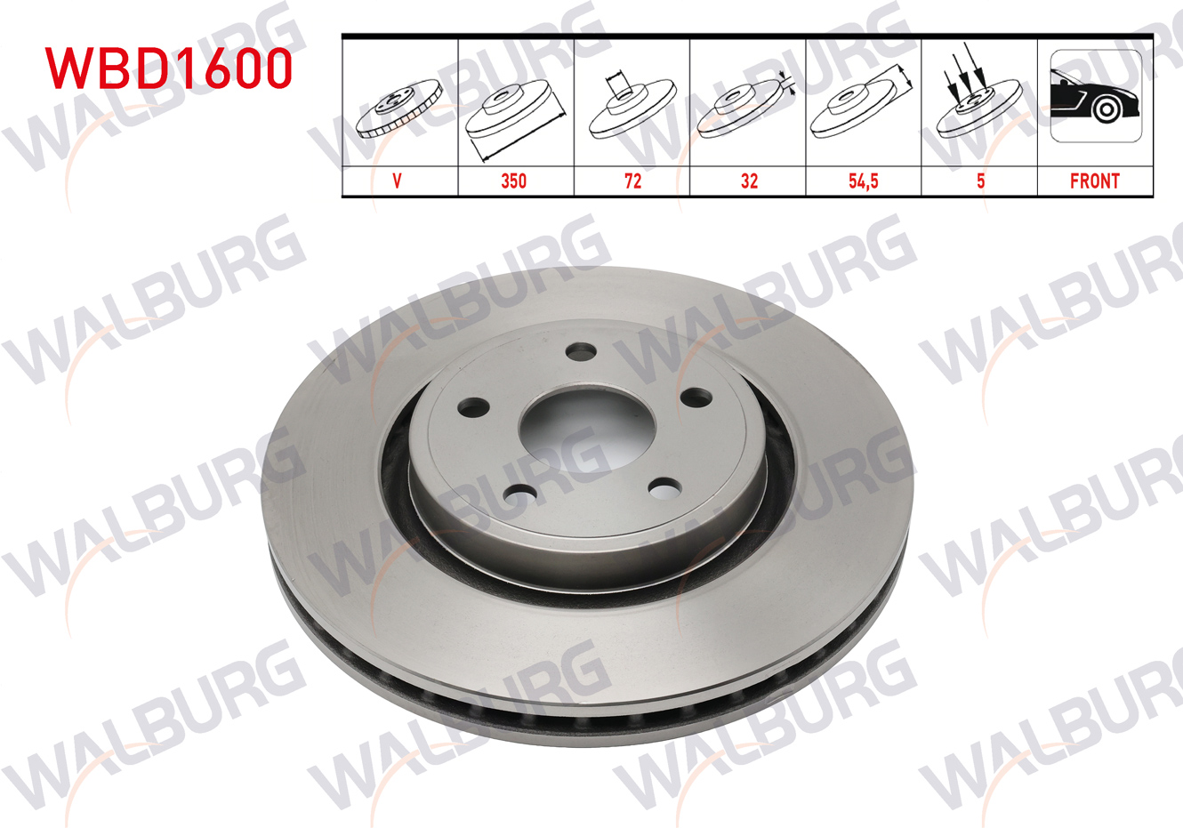 WALBURG  | FREN DISKI ON HAVALI 5 BJN 18 JANT 350X32X72X54,5 JEEP GRAND CHEROKEE IV (WK,WK2) 3.0 CRD - 3.6 V6 2010-